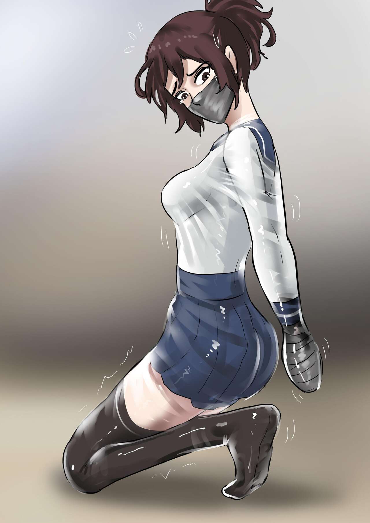 被真空全包的水手服少女 Sailor suit girl covered by vacuum - Page 15