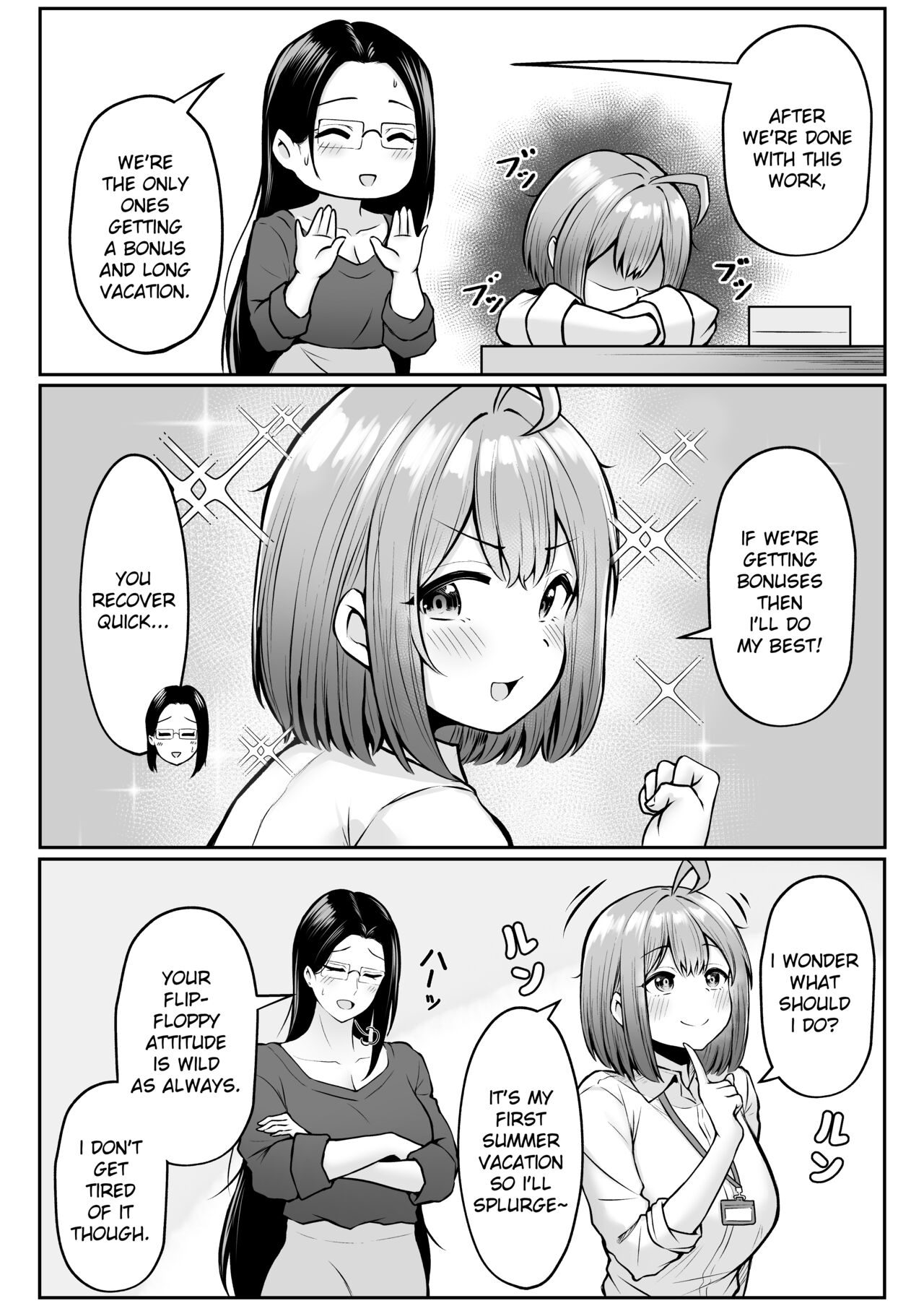 [Nekomimi to Kuro Mask (cielo)] Watashi no Haizoku Saki wa Seishori-ka 2 ~Natsu no Shain Ryokou Hen~ | My Assignment is in the Sexual Relief Department ~Summer Company Trip Chapter~ [English] [flowerswamp] - Page 7