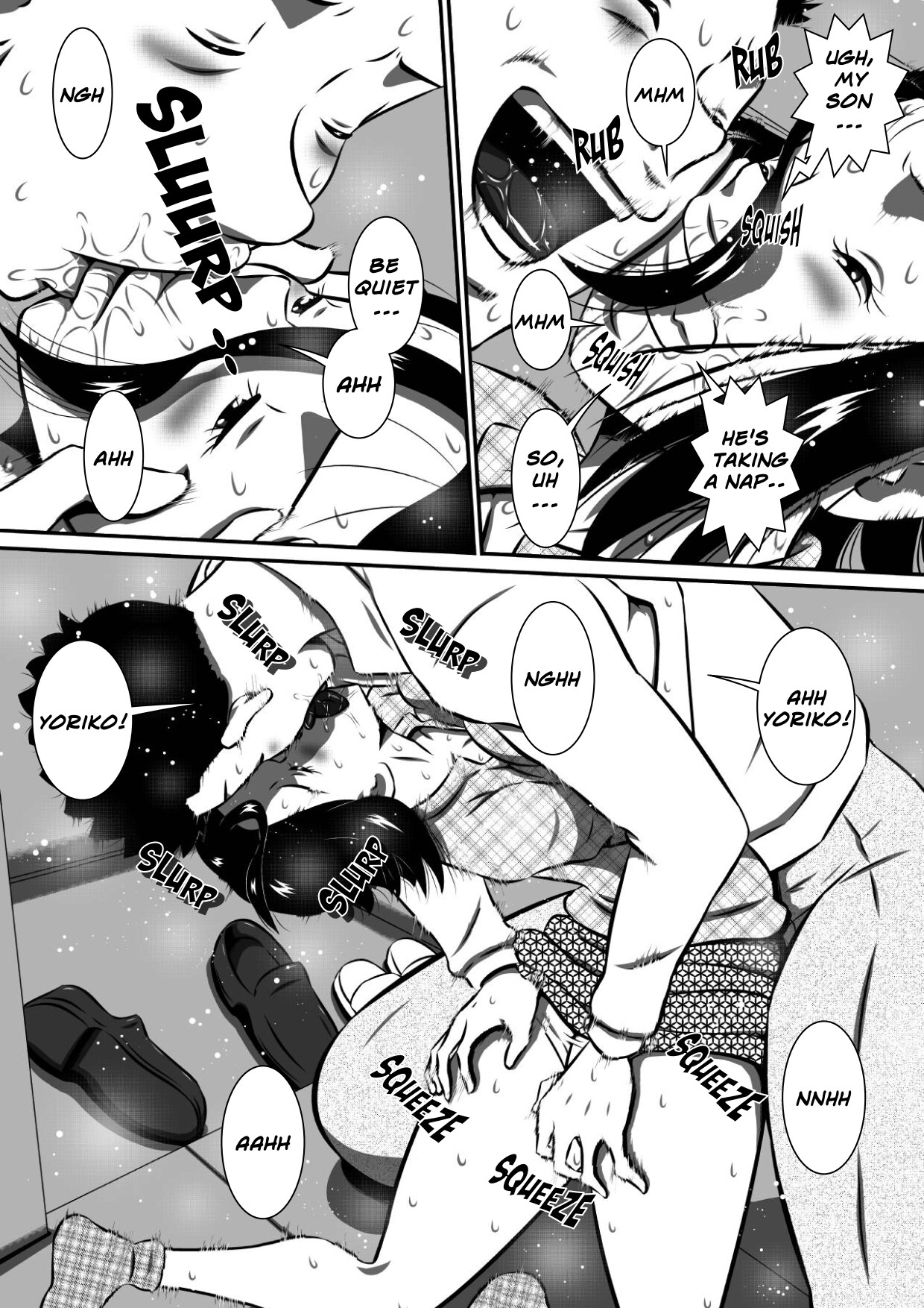 [Milkdou Shoukai (Milk Koubou)] Musuko (Boku) no Kyokon (Asoko) ga Okaa-san no Inbu (Asoko) o Tsuranuku Hi! Hitozuma, Yoriko no Midara na Mainichi... | My Son's Big Cock Is For His Mother [English] - Page 8