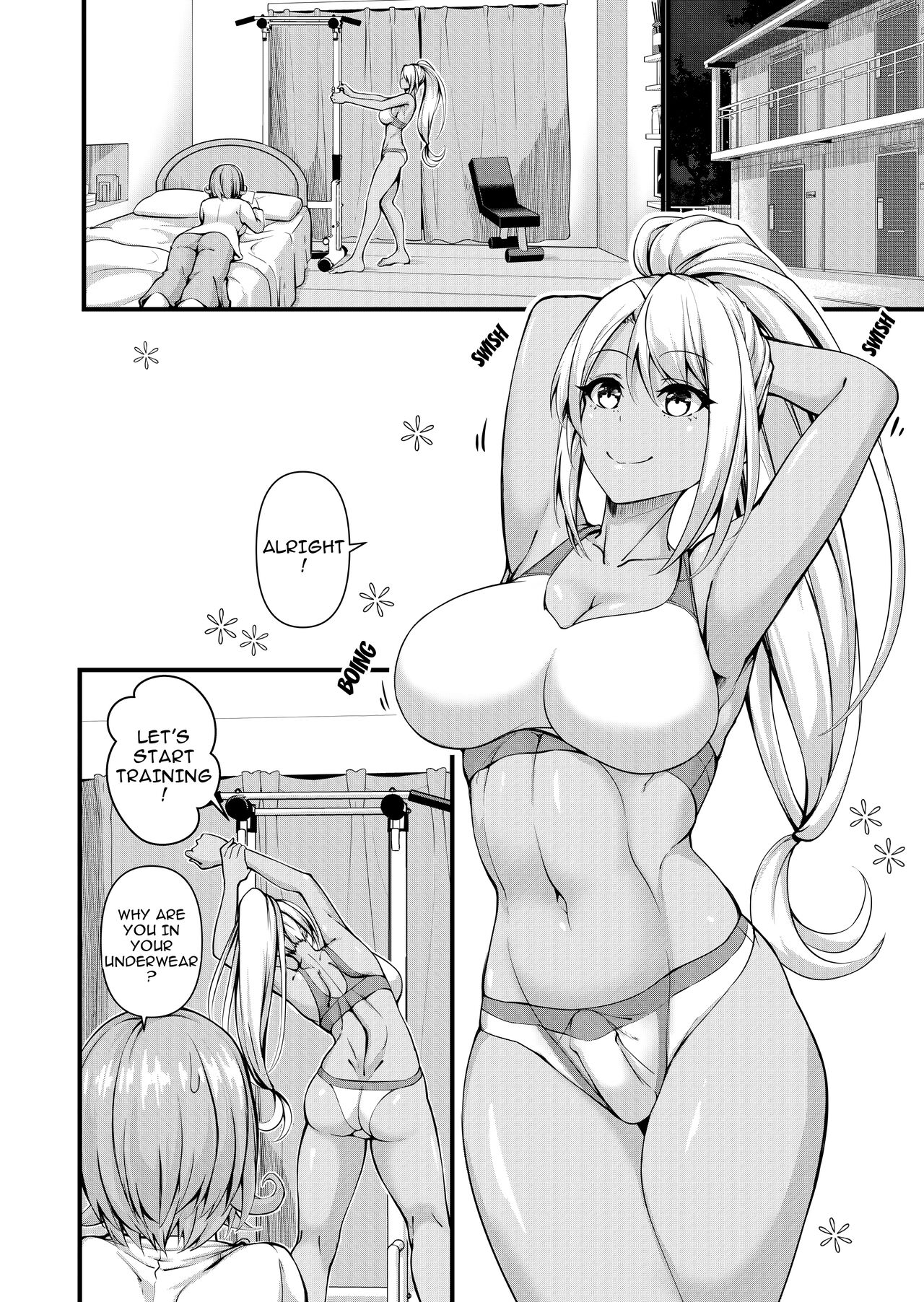 [Gokuraku-Mikaduki (Ginger.L)] Futanari Gym Shokuin-chan x Majime Koukou Kyoushi-chan 2 - Futanari Gym Employee Serious Highschool Teacher 2 [English] - Page 3