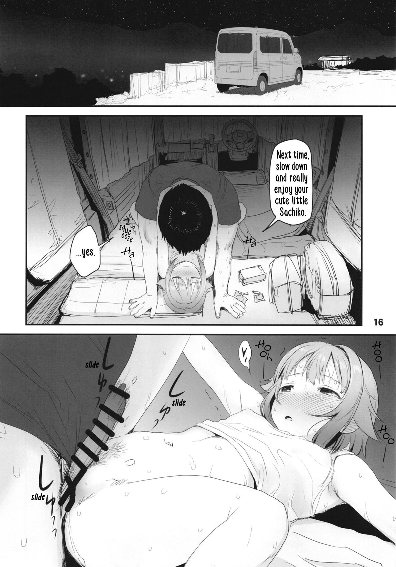 Koshimizu Sachiko to Iku, Kinkyuu Shukkin Shachuuhaku no Tabi | Going on An Emergency Car Camping Trip with Sachiko Koshimizu page 16 featuring sachiko koshimizu the idolmaster parody - condom small breasts hentai manga - read online free
