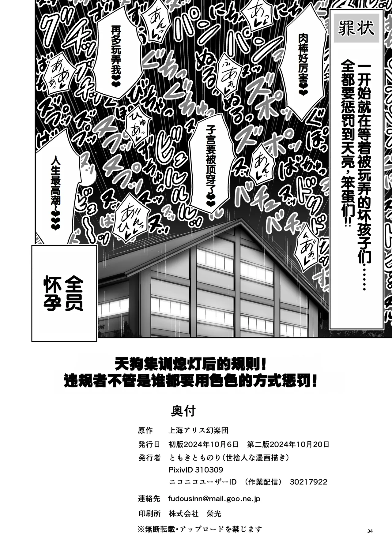 Tengu Gasshuku no Shoutou Jikan-go no Rule! Ihansha wa Dare darou to Ecchi Oshioki! | 天狗集训宵禁后的规矩! 违规者不管是谁都要接受色色的惩罚! page 34 touhou project parody - nakadashi harem hentai manga - read online free