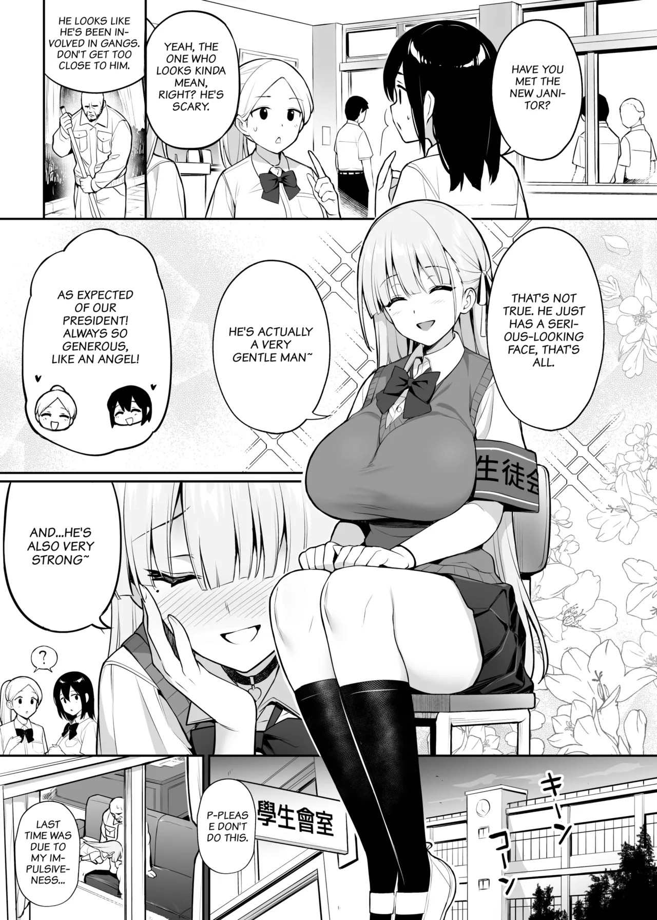 Akogare no Seitokaichou ga Kyonyuu Sugiru Ken | About the Beloved Student President's Huge Tits page 28 original parody - big breasts mmf threesome hentai manga - read online free