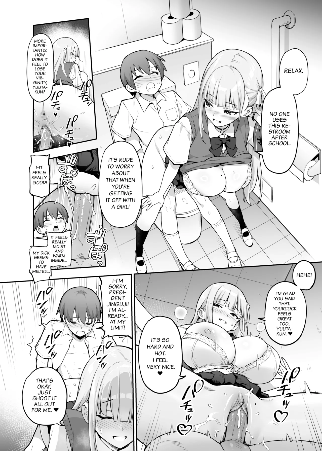 Akogare no Seitokaichou ga Kyonyuu Sugiru Ken | About the Beloved Student President's Huge Tits page 9 original parody - big breasts mmf threesome hentai manga - read online free