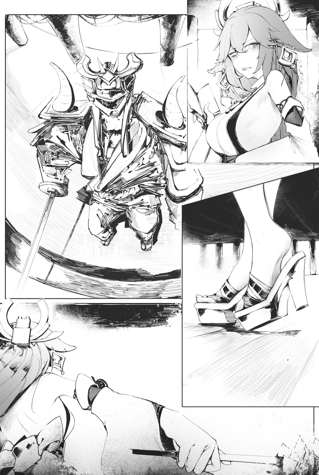 Raiden Shogun and Yae Miko page 26 featuring raiden shogun genshin impact parody - group tickling hentai manga - read online free