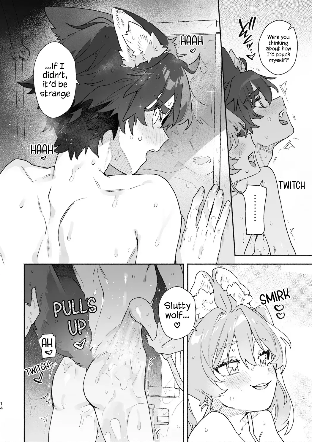 [UsachanGET] ♂ ga uke. Usagi-chan × ōkami-kun 2 | ♂ is the bottom. Rabbit-chan x Wolf-kun 2 [English] [Lunaslurp] page 16 original parody - wolf boy leg lock hentai manga - read online free