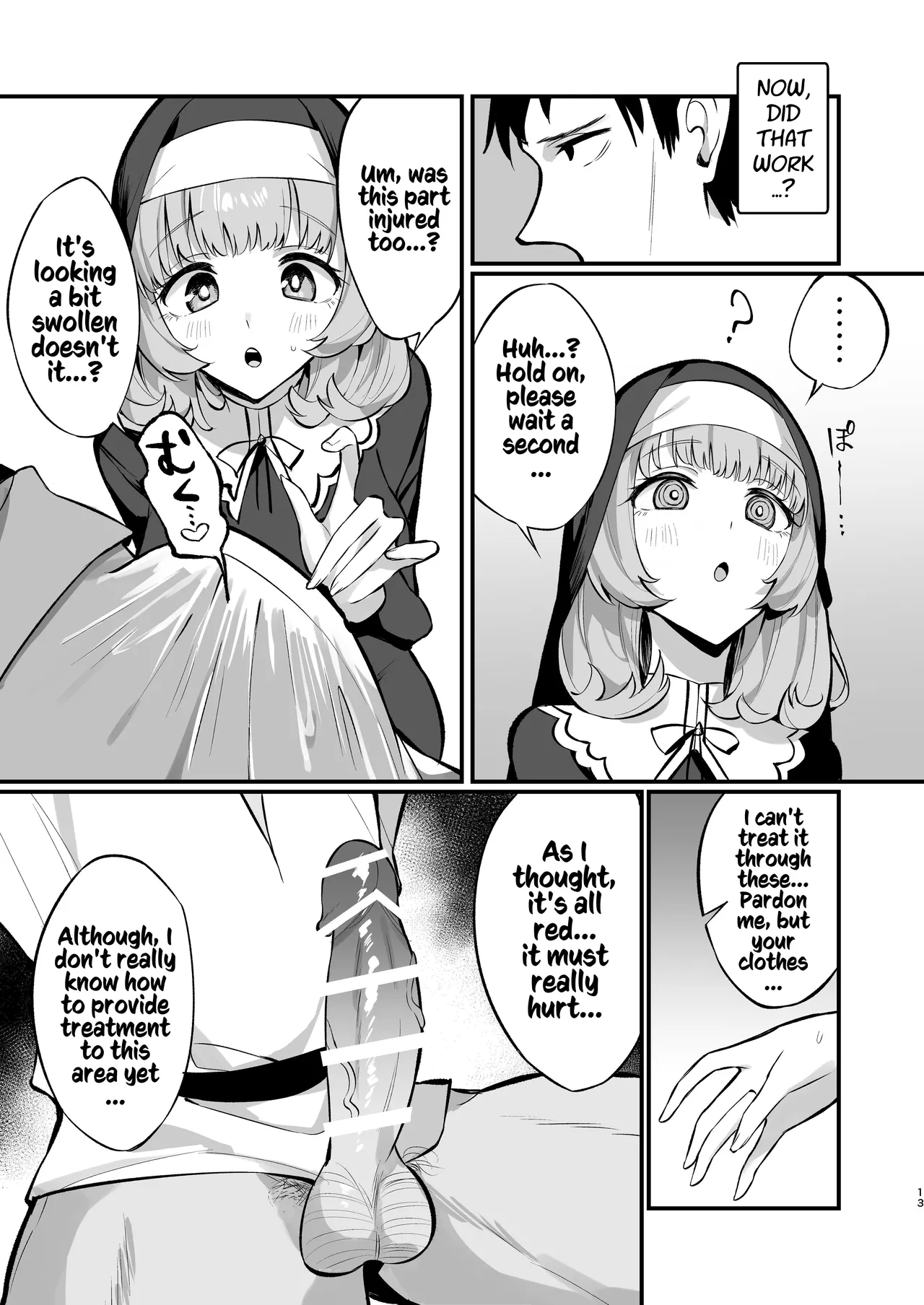 [Unahouse (Unacchi)] Sister Kanzen Haiboku. ~Muchi na Sister ga honnou de Hatsujo Koubi Surumade~ | A Sister's Absolute Defeat: Until an Innocent Nun Enters Heat and Indulges in Passionate Mating Sex [English] [Kusanuu] [Digital] page 13 original parody - handjob nun hentai manga - read online free