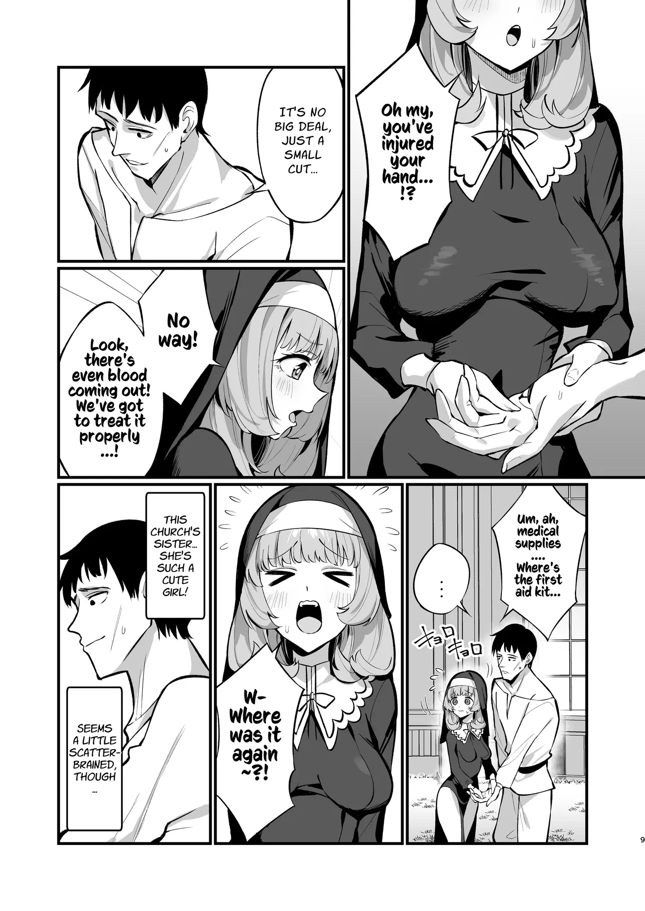 [Unahouse (Unacchi)] Sister Kanzen Haiboku. ~Muchi na Sister ga honnou de Hatsujo Koubi Surumade~ | A Sister's Absolute Defeat: Until an Innocent Nun Enters Heat and Indulges in Passionate Mating Sex [English] [Kusanuu] [Digital] page 9 original parody - sole female sole male hentai manga - read online free