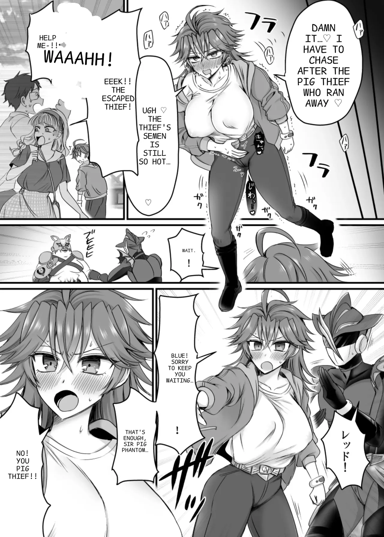 [Amaia Okashi Seisakusho (Moegi Oji-san)] Saber Red ~Seigi no Zako Onna Sentouin Hero~ | Saber Red: The Heroic Female Combatant of Justice [English] page 29 original parody - rough translation big breasts hentai manga - read online free