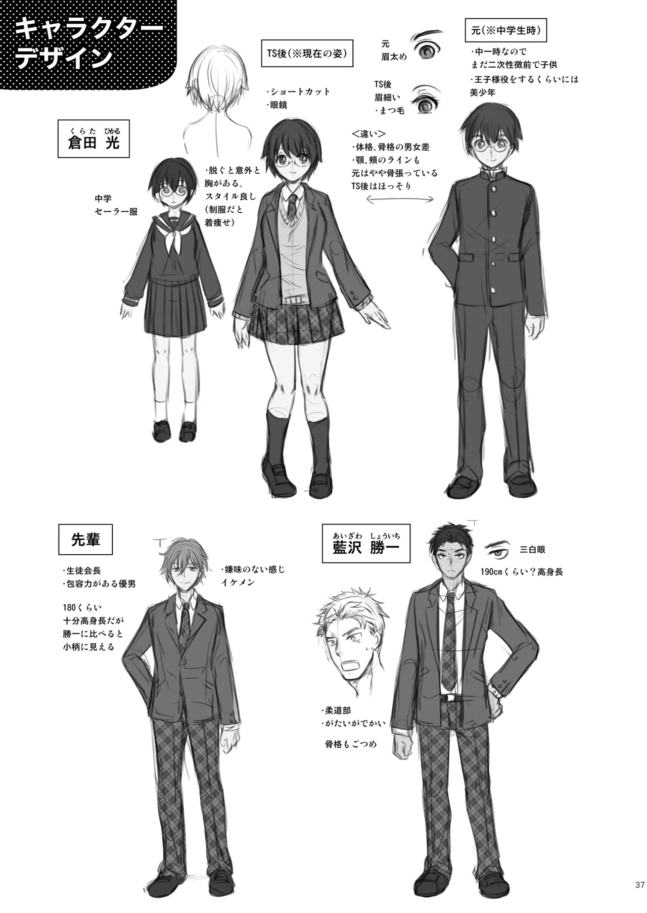 Kareshi Mochi TS Jimi Ko no Boku to Shinyuu page 37 original parody - schoolboy uniform glasses hentai manga - read online free