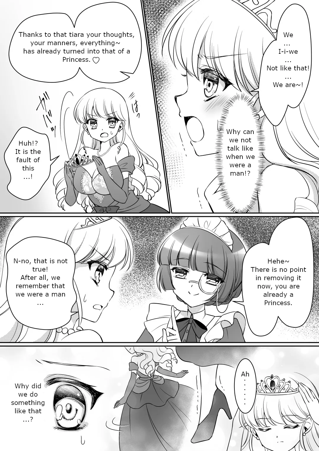 [Amuai Okashi Seisakusho (Kagura Kurumi)] Zettai ni Ohime-sama ni Nanka Narimasen wa! ~Ohime-sama Taiken de Ohime-sama ni Sareta Ore~ | I will never become a princess! ~I was made into a princess through the princess experience~ [English] page 16 original parody - transformation big breasts hentai manga - read online free