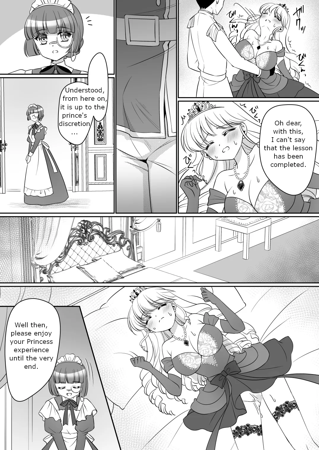 [Amuai Okashi Seisakusho (Kagura Kurumi)] Zettai ni Ohime-sama ni Nanka Narimasen wa! ~Ohime-sama Taiken de Ohime-sama ni Sareta Ore~ | I will never become a princess! ~I was made into a princess through the princess experience~ [English] page 24 original parody - mosaic censorship x-ray hentai manga - read online free