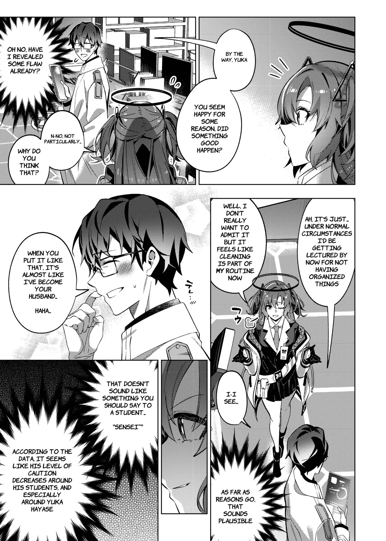 Yuuwaku de Schale Sensei o Yowaraseru Sakusen Blue Archive TSF doujinshi | The Strategy to Weaken Schale Sensei with Temptation page 21 featuring sensei blue archive parody - glasses schoolgirl uniform hentai manga - read online free