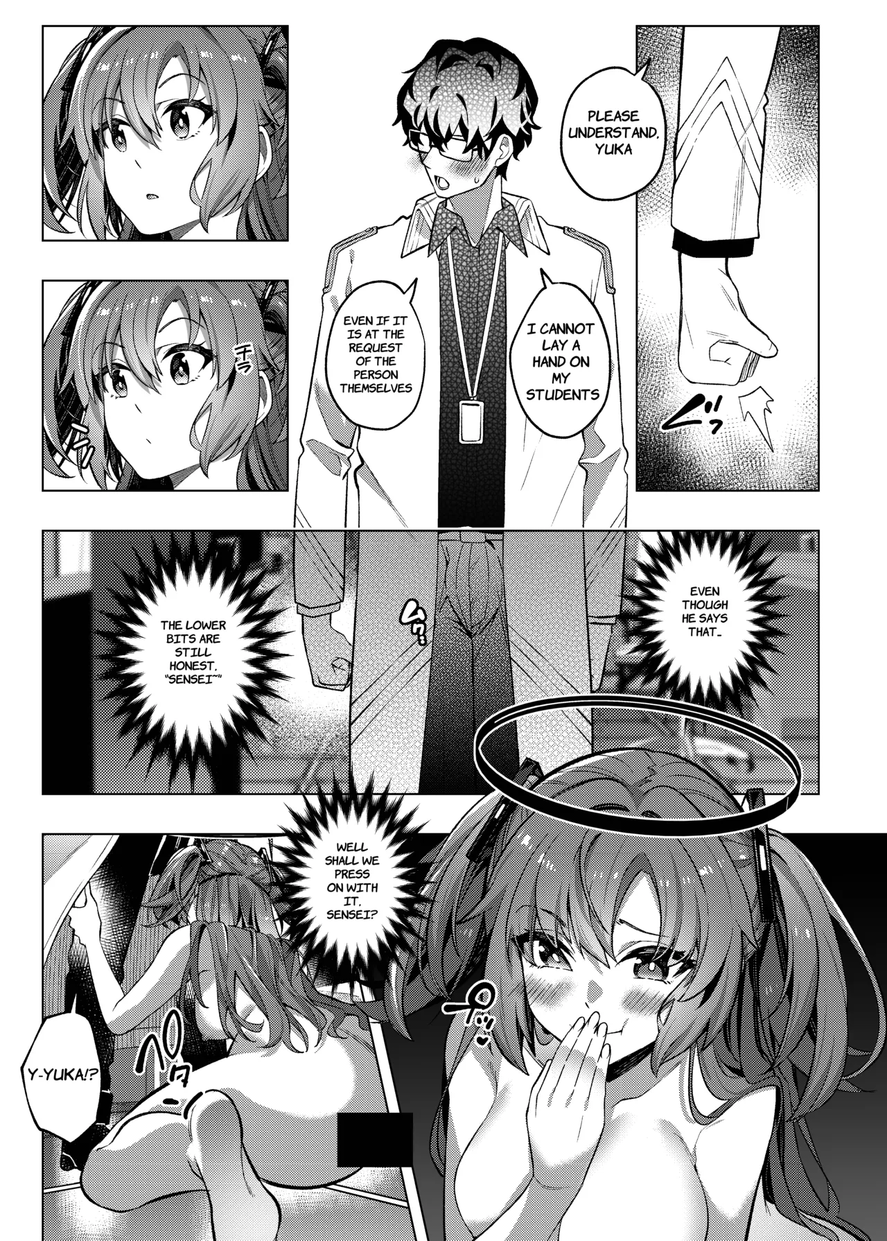 Yuuwaku de Schale Sensei o Yowaraseru Sakusen Blue Archive TSF doujinshi | The Strategy to Weaken Schale Sensei with Temptation page 27 featuring yuuka hayase blue archive parody - glasses schoolgirl uniform hentai manga - read online free