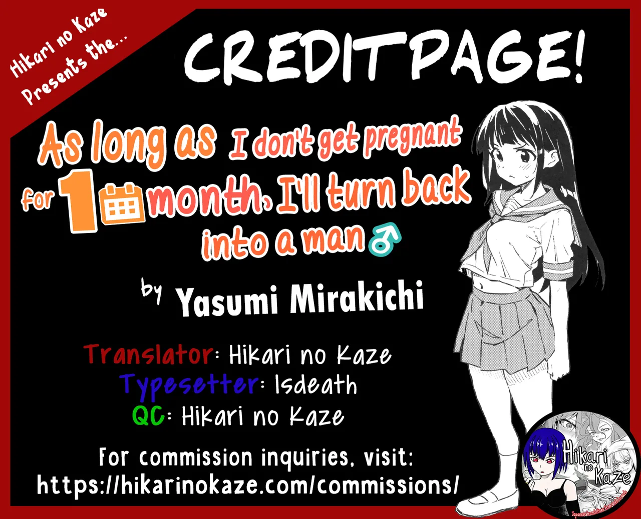 [Mirakoku (Yasumi Mirakichi)] 1-kagetsu Ninshin Shinakereba Otoko ni Modoreru Hanashi (1) | As Long As I Don't Get Pregnant for 1 Month, I'll Turn Back Into a Man (1) [English] [Hikari no Kaze] [Digital] page 24 original parody - sole female multi-work series hentai manga - read online free