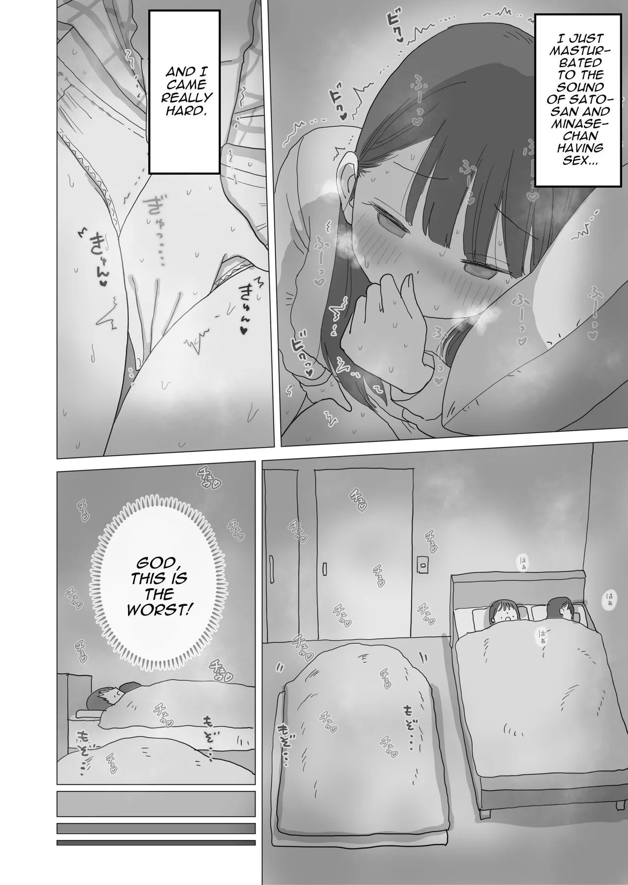 [Hiyashi Makura] Aru Ooyuki no Tsumetai Yoru Boku no Ie no Futon no Naka de Beit-saki no Onnanoko-tachi ga Naisho de Micchaku Atatame Ecchi Shite Kureta. | One Cold Snowy Night, My Colleague Secretly Had Intimate Warm-up Sex With Me Under The Bed Sheets. [English] [Darg777 Translations] page 47 original parody - sole male mosaic censorship hentai manga - read online free