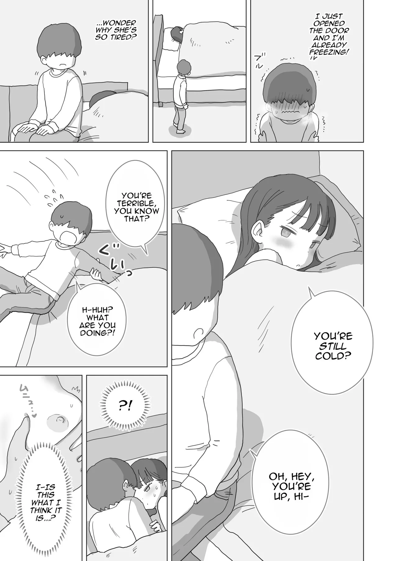 [Hiyashi Makura] Aru Ooyuki no Tsumetai Yoru Boku no Ie no Futon no Naka de Beit-saki no Onnanoko-tachi ga Naisho de Micchaku Atatame Ecchi Shite Kureta. | One Cold Snowy Night, My Colleague Secretly Had Intimate Warm-up Sex With Me Under The Bed Sheets. [English] [Darg777 Translations] page 50 original parody - glasses story arc hentai manga - read online free