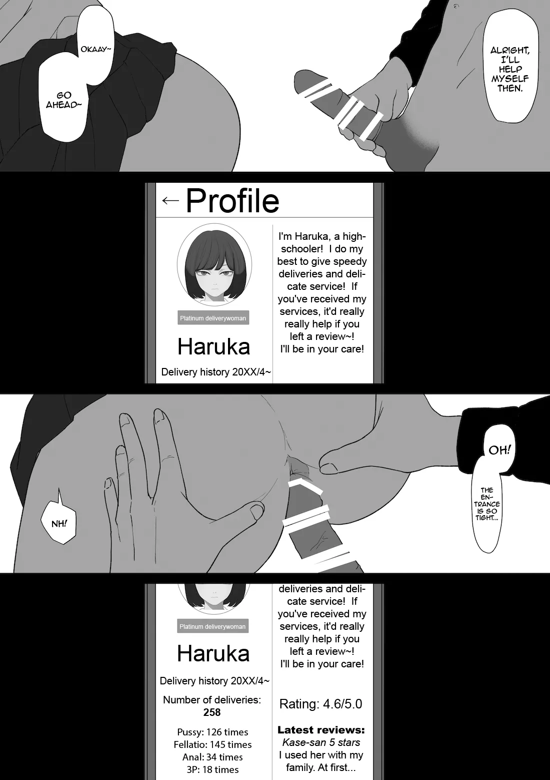 [Wakabatei] SEX Haitatsu Appli De●kan de Kurokami Bob JK o Ie ni Yonde Genkan Kosoku Nuki Fella Tachi Back Demae SEX de Nuite morau Hon | A Story About Calling a Black-haired, Bob-Cut JK to Your House Via Dexxxcan, The Sex Delivery App, and Having Her Give You a Quick Suck and Fuck In The Entryway [English] {Doujins.com} page 21 original parody - sole female sole male hentai manga - read online free