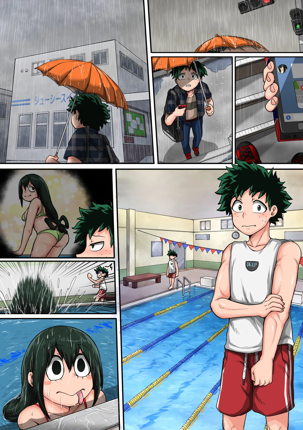 僕のハーレムアカデミア6話：梅雨編フルver. page 135 featuring tsuyu asui my hero academia parody - swimsuit group hentai manga - read online free