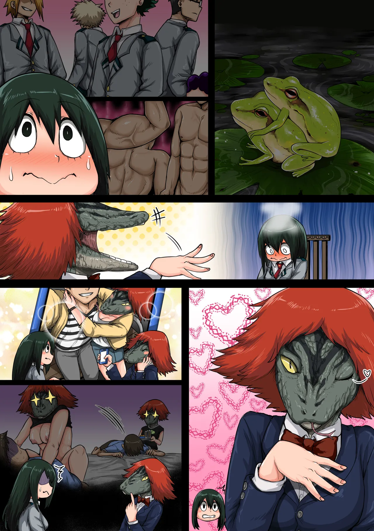 僕のハーレムアカデミア6話：梅雨編フルver. page 91 featuring tsuyu asui my hero academia parody - sole male full color hentai manga - read online free