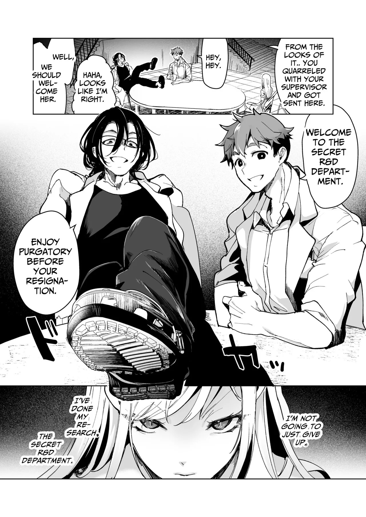 [Face Look Ponpon (Mogiri Ochigi)] Ai Gangu no Onna ~Tokumei Kaihatsu-bu no Otoko Futari ni Gangu ni Sarete Rinri ga Houkai~ | Turned into a Sex Toy?! Goodbye Morals!! Product Testing for the Secret R&D Department [English] [Kabedon] page 14 original parody - sole female rough translation hentai manga - read online free