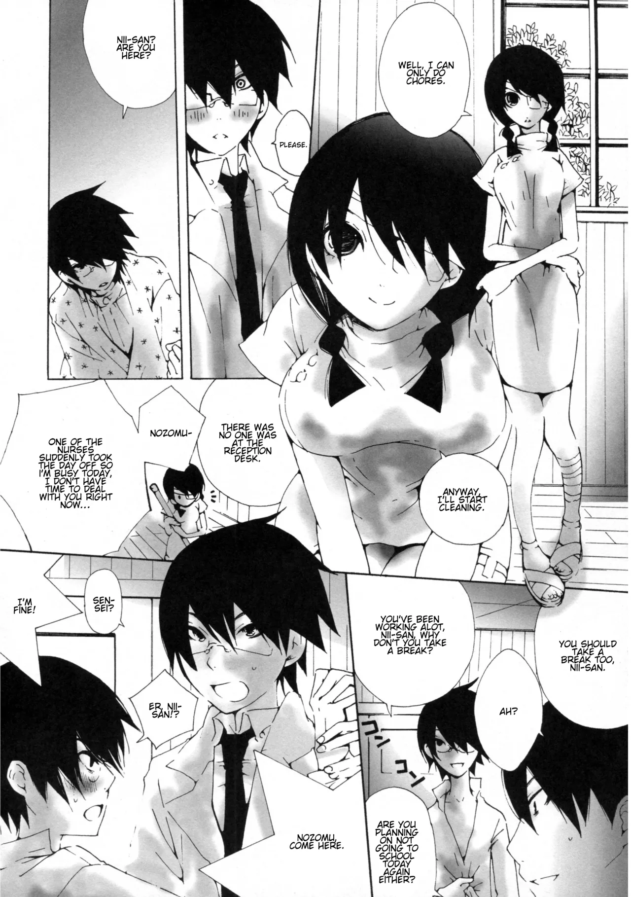 Shoujo Wa Shuiro No Yume O Miru | The Girl's Vermilion Dream page 17 featuring nozomu itoshiki sayonara zetsubou sensei parody - bandages glasses hentai manga - read online free