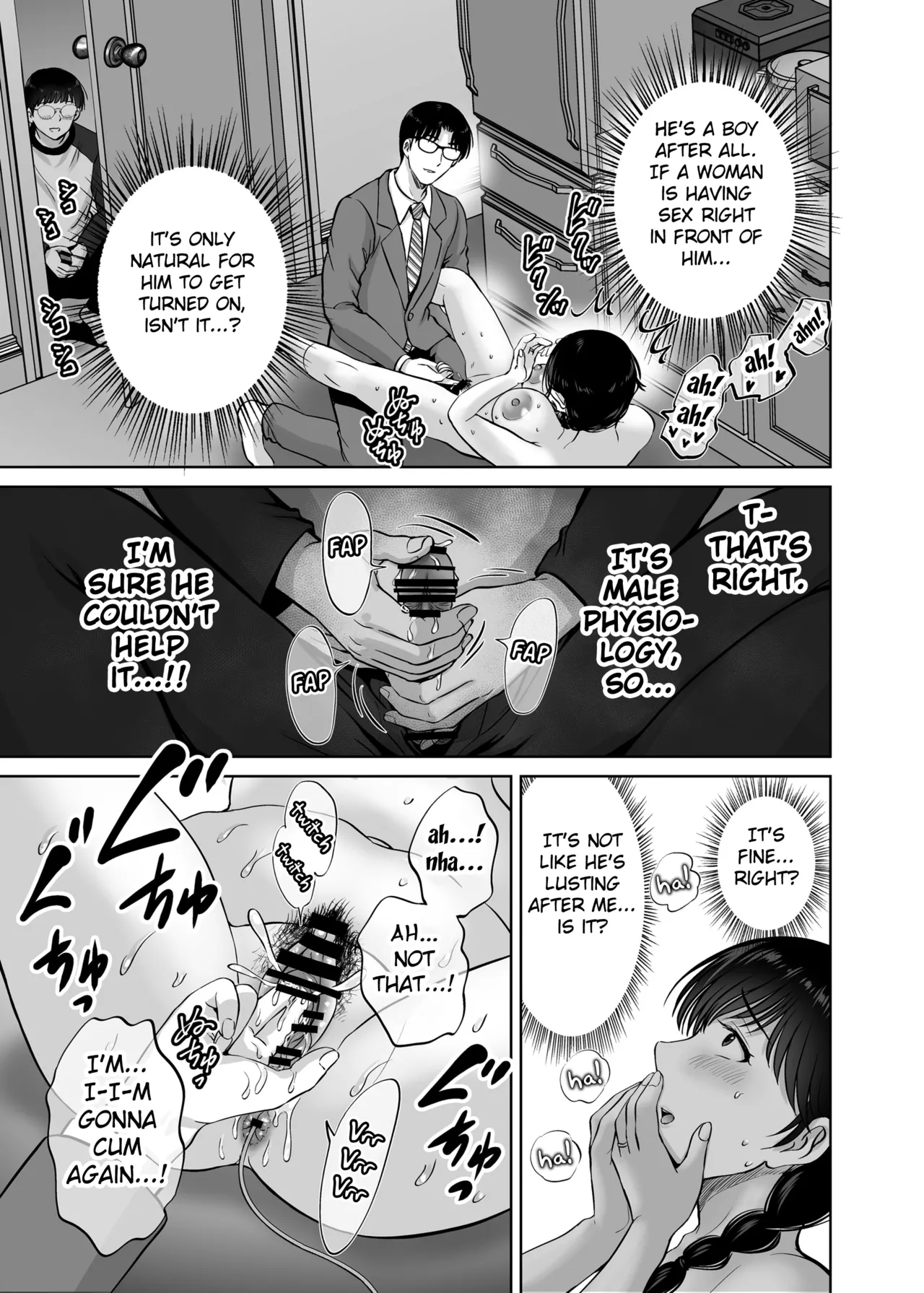 [Melon no Hoshiboshi (Hoshiduki Melon)] Kyonyuu Kaa-san ga Boku no Me mo Mae de Oji-san no Namachin de Ikimakutta Hanashi [English] [Fated Circle] [Digital] page 51 original parody - business suit milf hentai manga - read online free