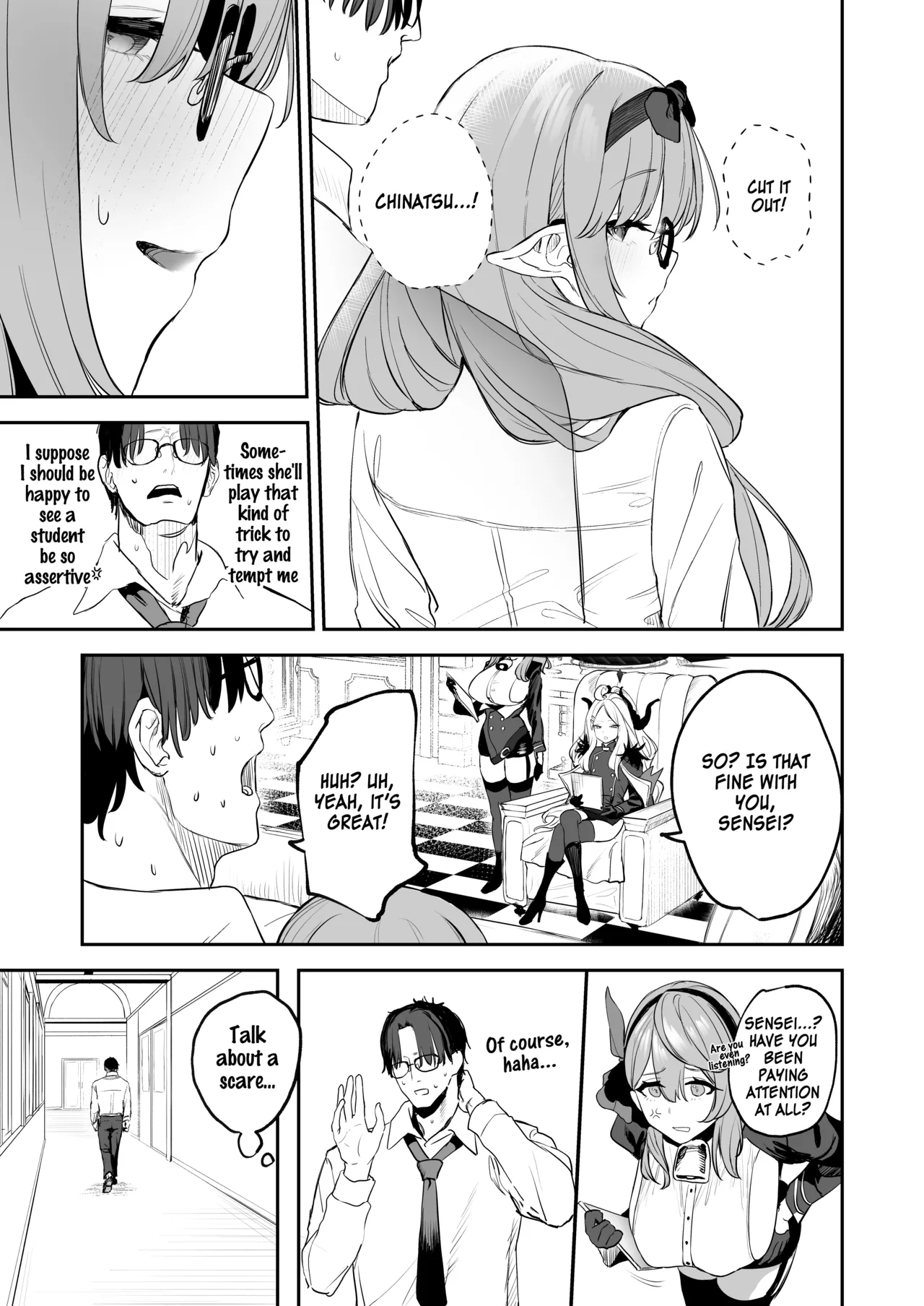 Ore no Seito wa Succubus Kamo Shirenai | My Student Might Be a Succubus page 31 featuring chinatsu hinomiya blue archive parody - elf big breasts hentai manga - read online free