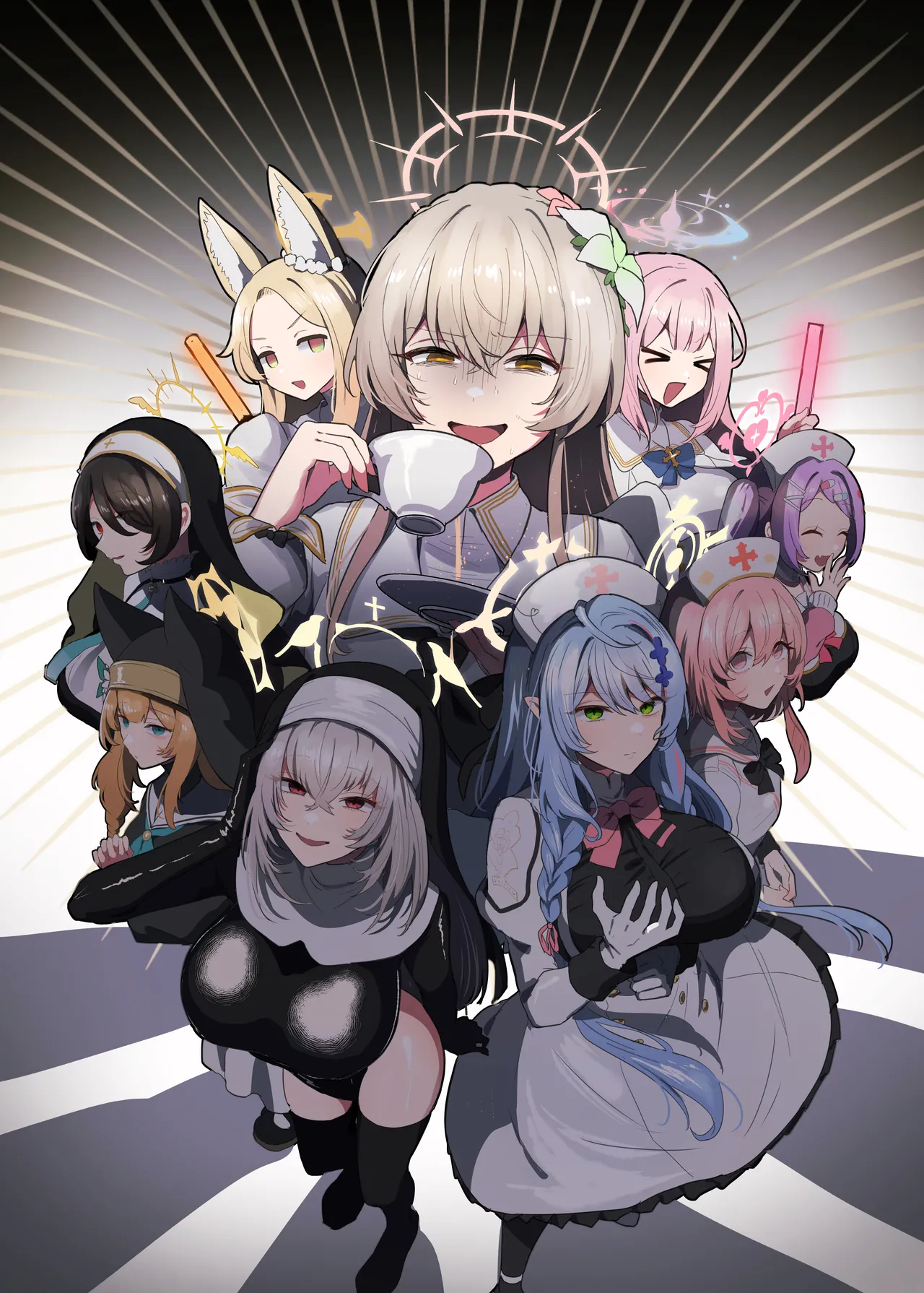 Futanari Tea Party Dosukebe Tougijou Nagisa VS Sisterhood + Kyuugo Kishidan | 扶她茶话会──性爱竞技场 桐藤渚VS修女会+救护骑士团 page 29 featuring nagisa kirifuji blue archive parody - futanari big breasts hentai manga - read online free