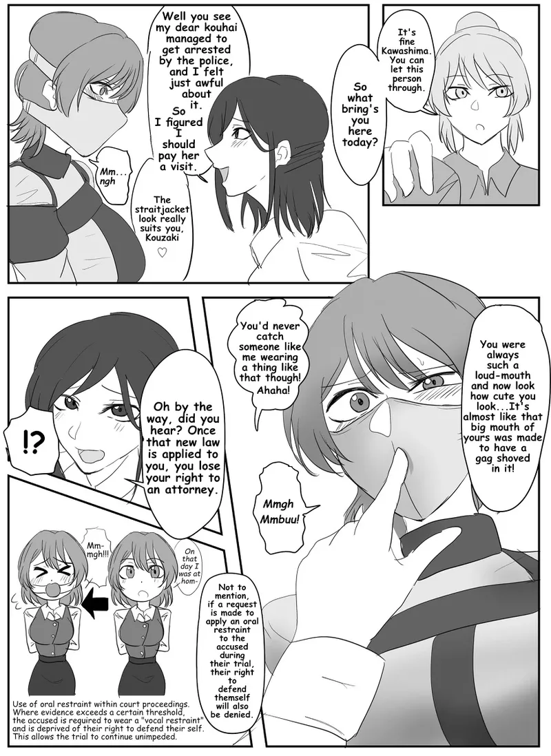 A young lady being arrested. Chapter 1-8 page 11 original parody - gag bondage hentai manga - read online free