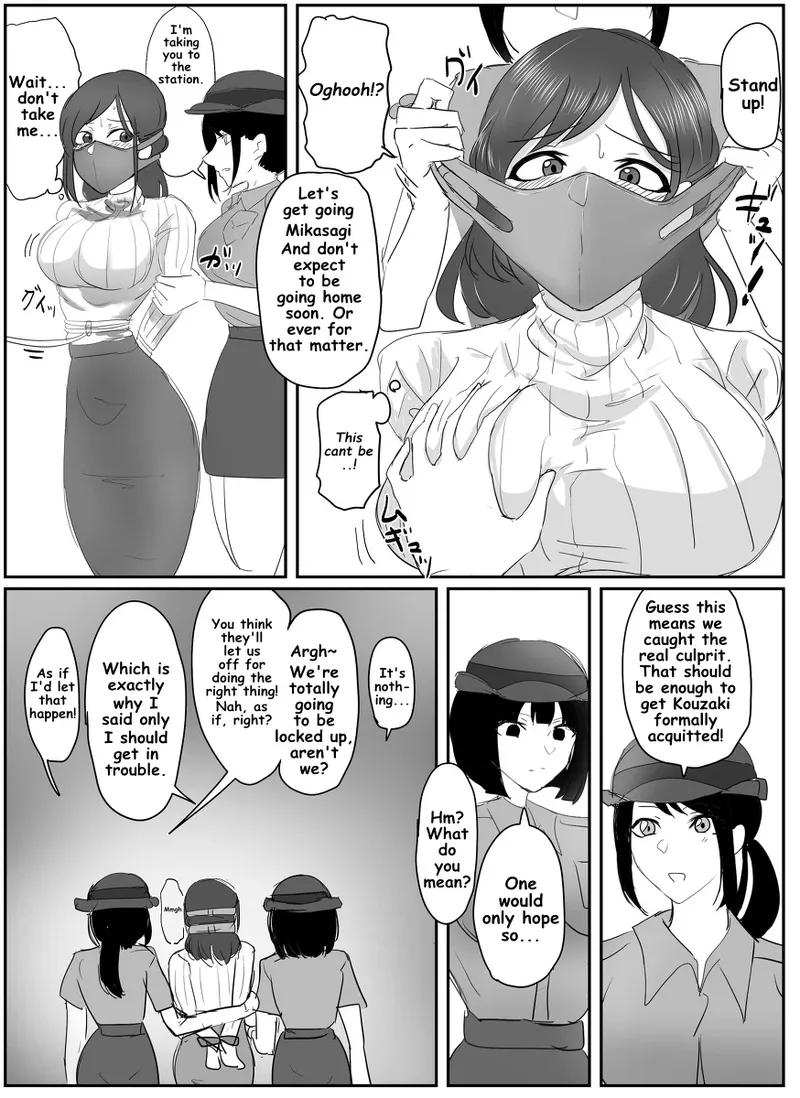 A young lady being arrested. Chapter 1-8 page 27 original parody - gag bondage hentai manga - read online free