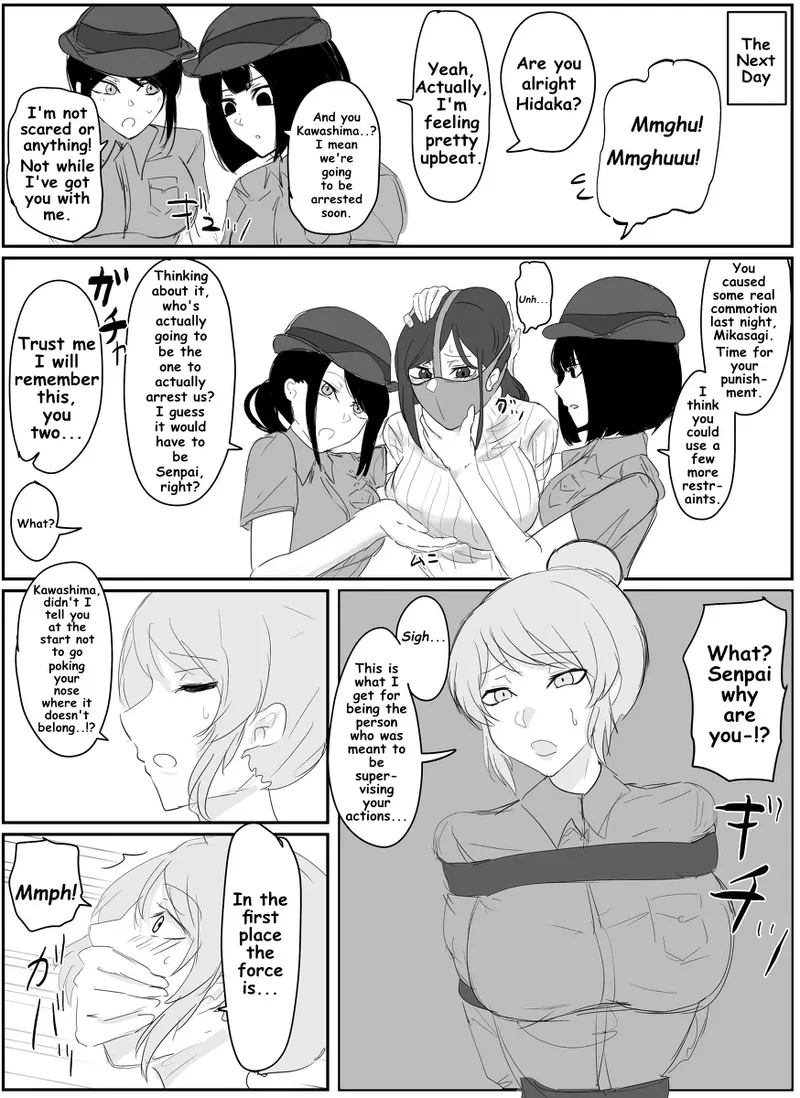 A young lady being arrested. Chapter 1-8 page 28 original parody - gag bondage hentai manga - read online free