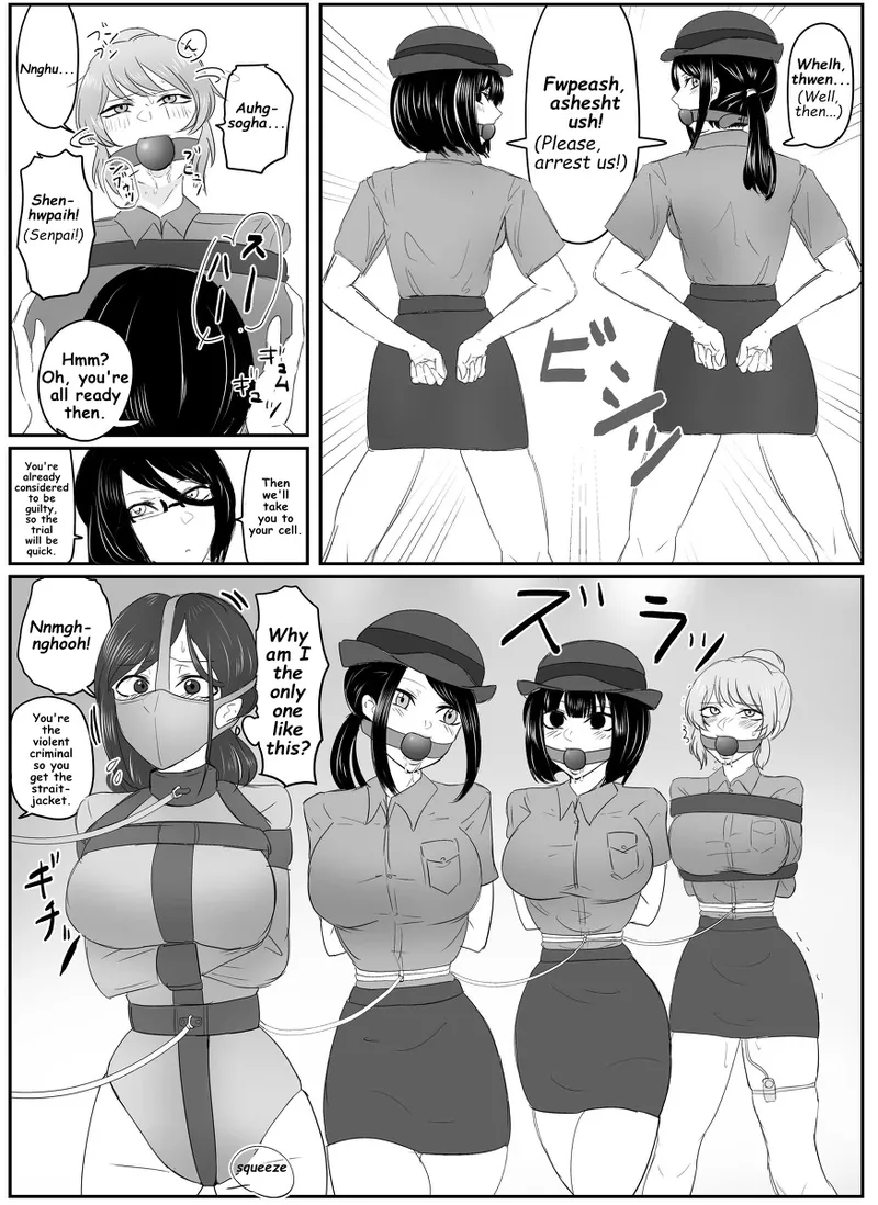 A young lady being arrested. Chapter 1-8 page 33 original parody - mouth mask bondage hentai manga - read online free