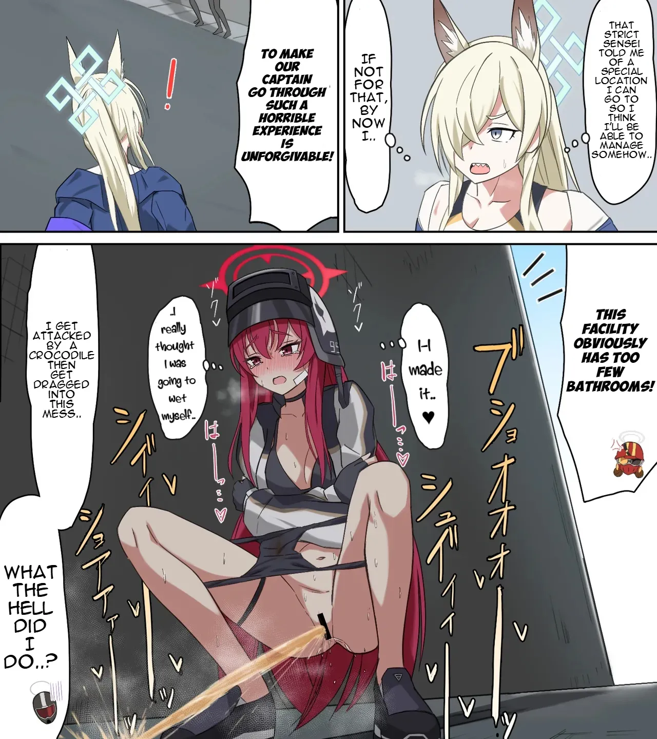 saving peeing! page 15 featuring sensei blue archive parody - swimsuit urination hentai manga - read online free