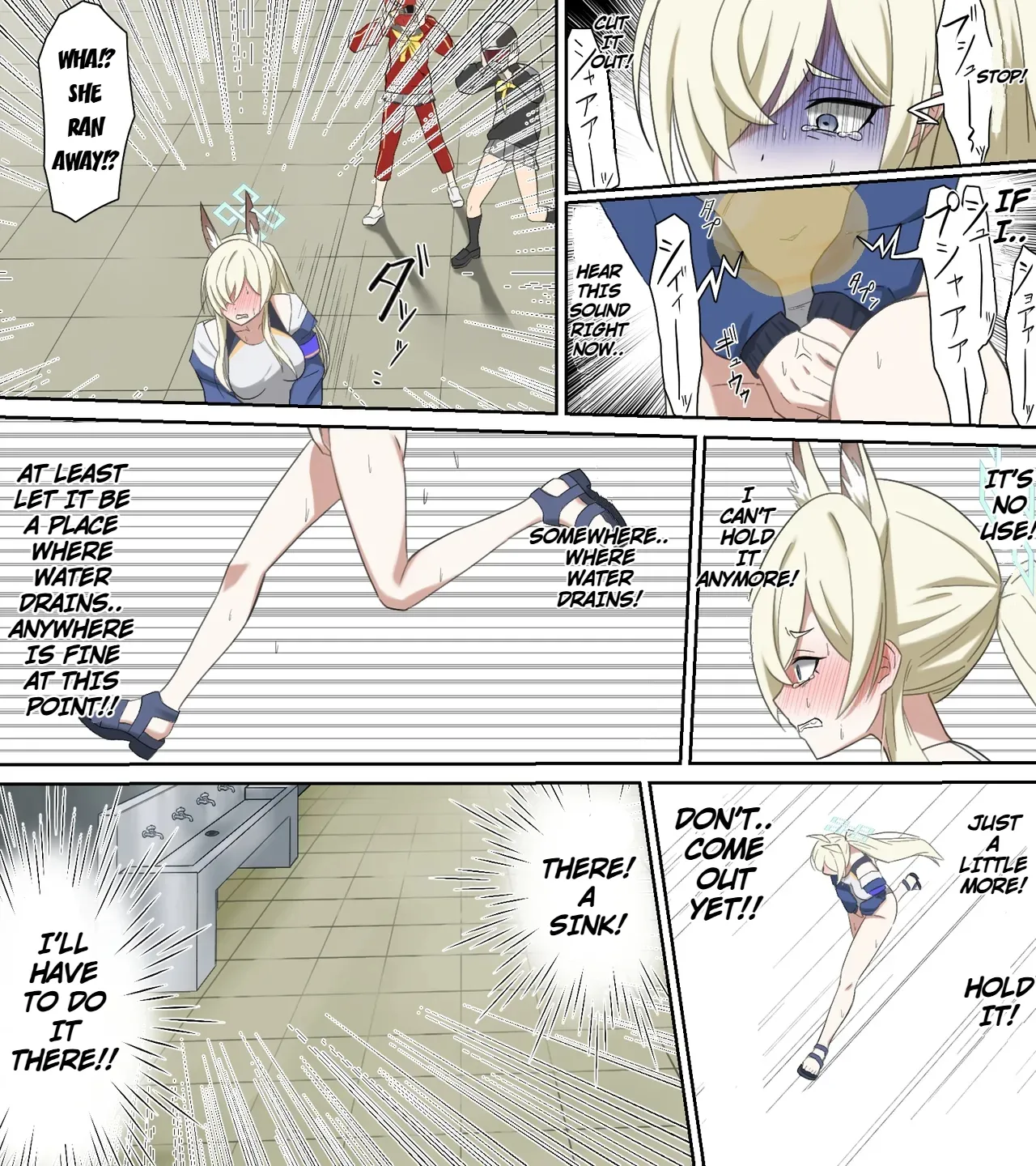 saving peeing! page 17 featuring sensei blue archive parody - swimsuit kemonomimi hentai manga - read online free