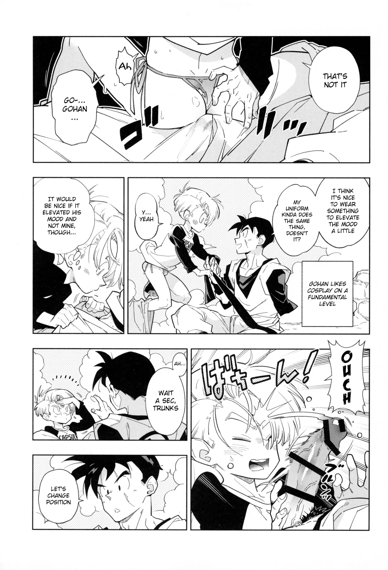 Nee Gohan-san Micro Bikini Suki desu ka? | Hey Gohan, Do You Like Microbikinis? page 13 featuring trunks briefs dragon ball z parody - anal crossdressing hentai manga - read online free