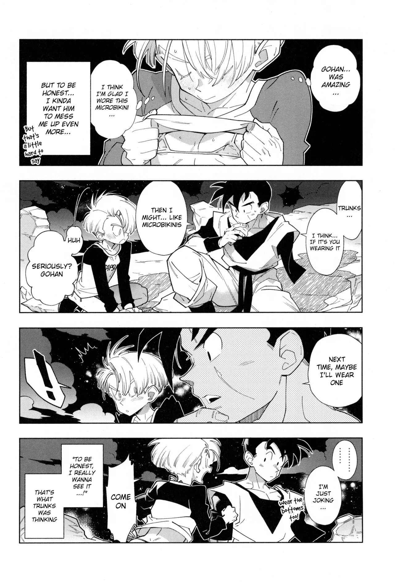 Nee Gohan-san Micro Bikini Suki desu ka? | Hey Gohan, Do You Like Microbikinis? page 24 featuring trunks briefs dragon ball z parody - anal crossdressing hentai manga - read online free