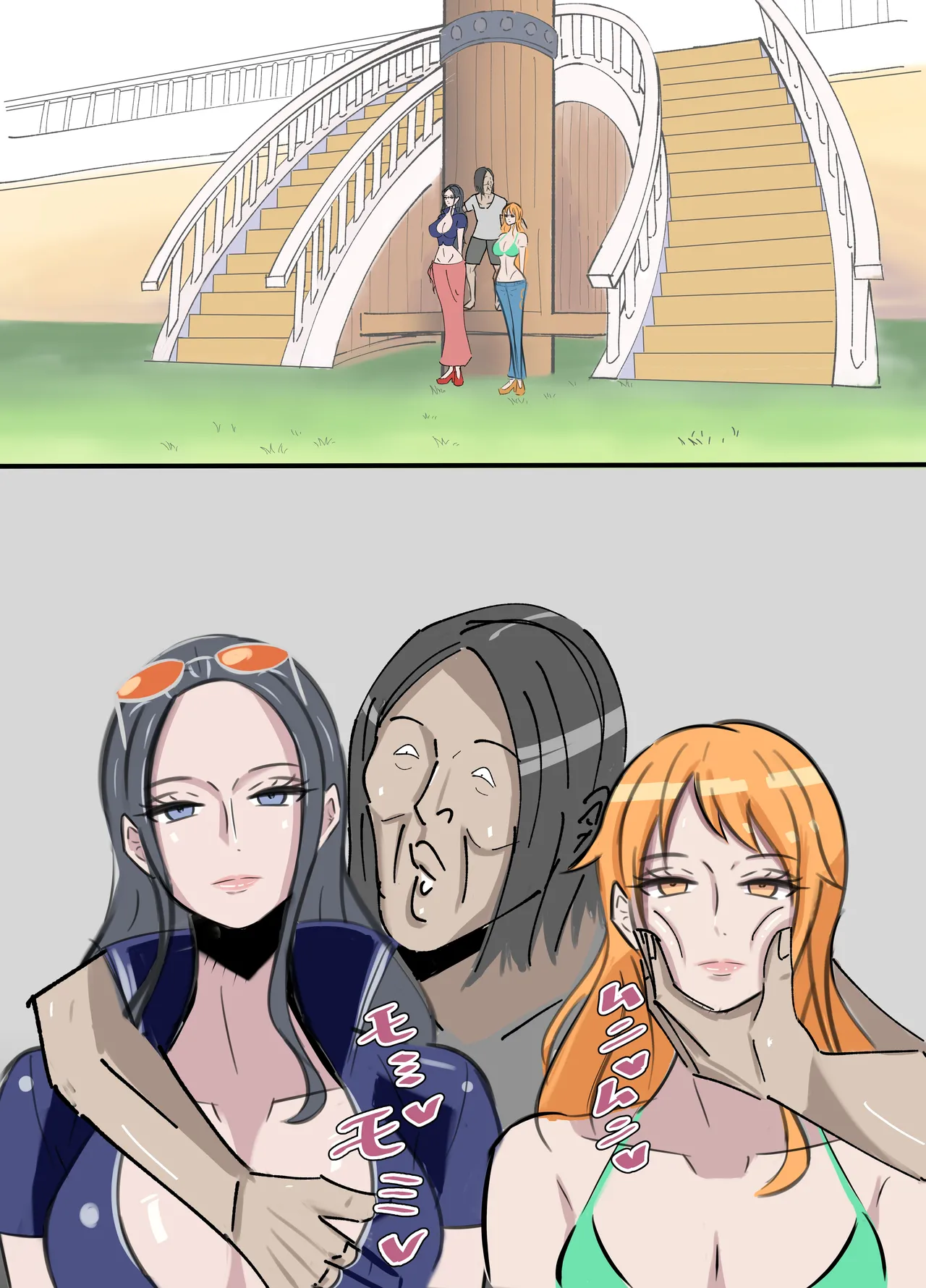 ワンピ×無敵キモ男① page 40 featuring nami one piece parody - big breasts dark skin hentai manga - read online free