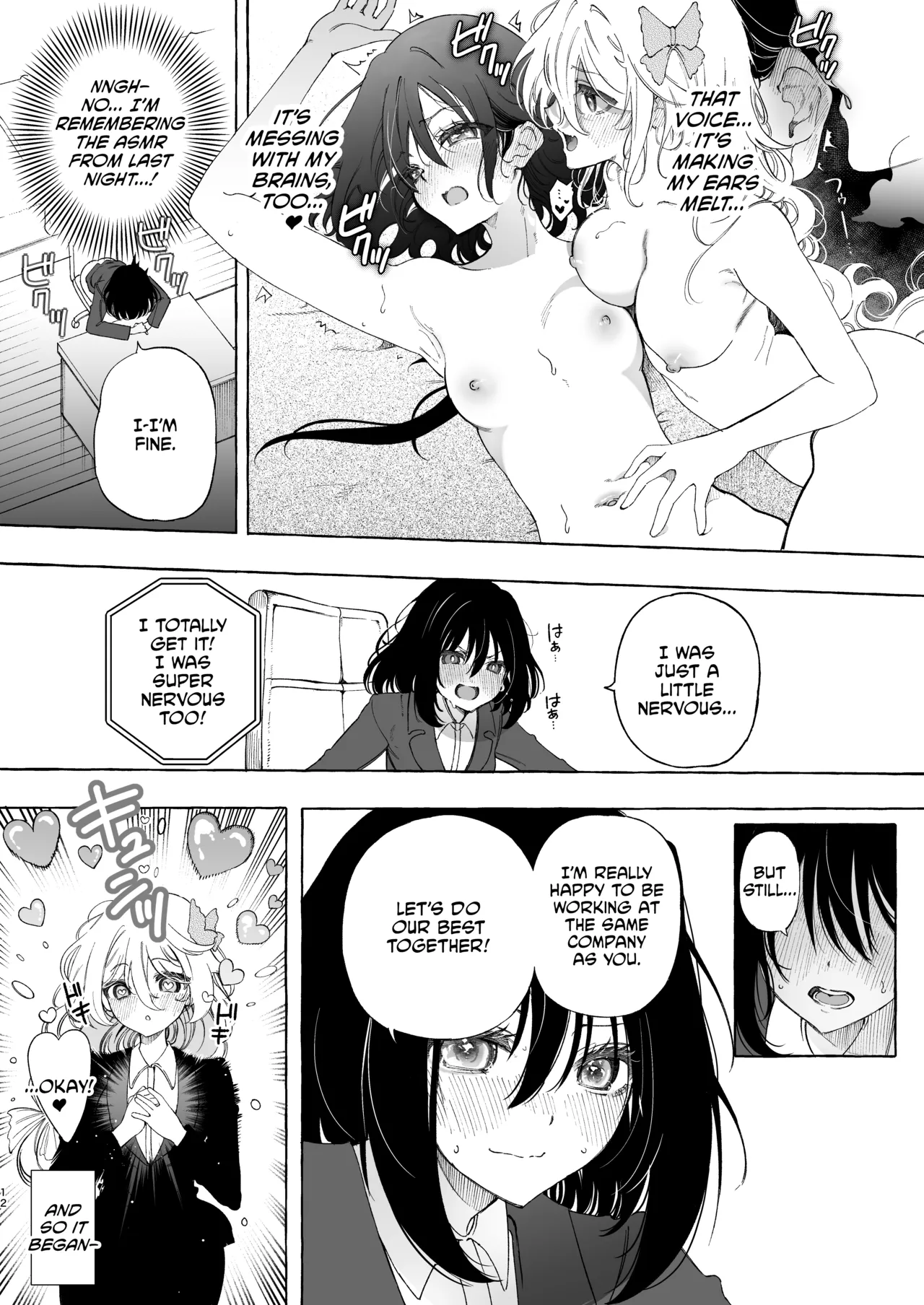 Mimi de Koishita Douryou page 12 original parody - yuri kissing hentai manga - read online free