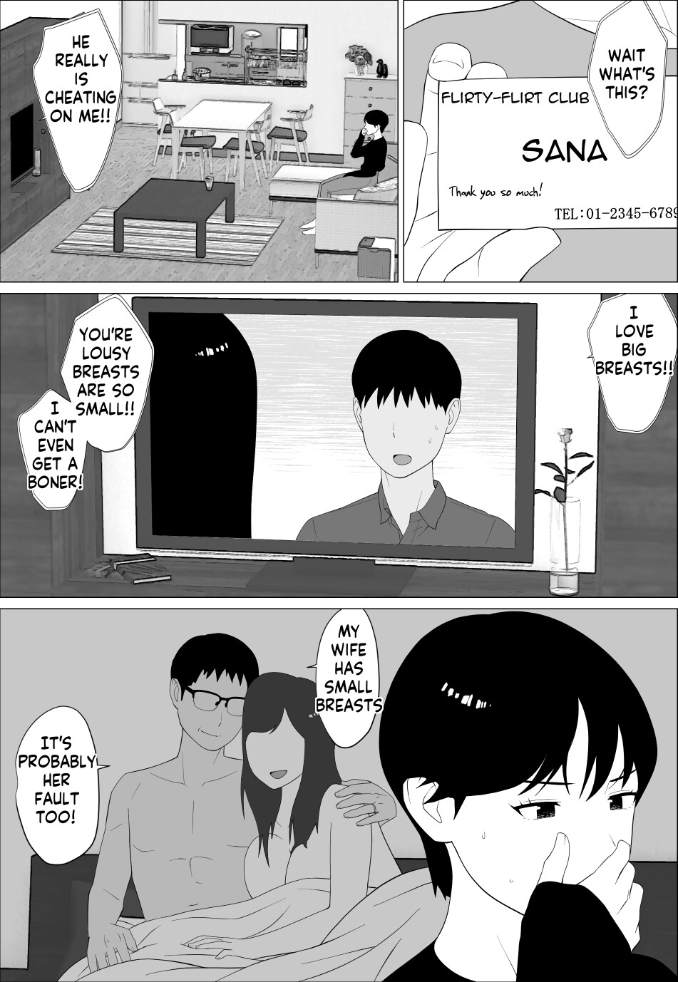 Danna to no Resu Kaishou no Tameni Toukyou Shita noni | Enlarged breasts to entice husband and yet... - Page 7