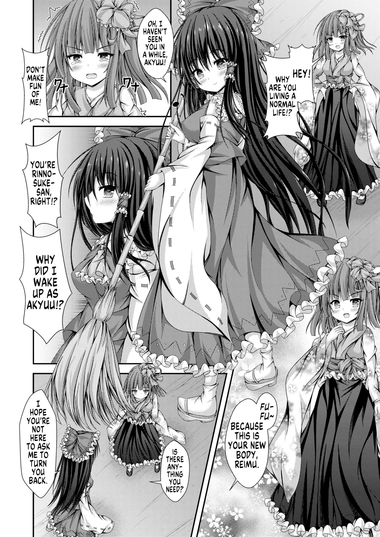 [Happy Present (Kouduki Miyabi)] Magatsu Tamashii no Kisoukyoku ~Kyou kara Boku wa Hakurei Reimu~ | Capriccio of the Wretched Soul ~From Now on, I'm the New Reimu~ (Touhou Project) [English] [GTL] [Digital] page 11 featuring reimu hakurei touhou project parody - sole male very long hair hentai manga - read online free