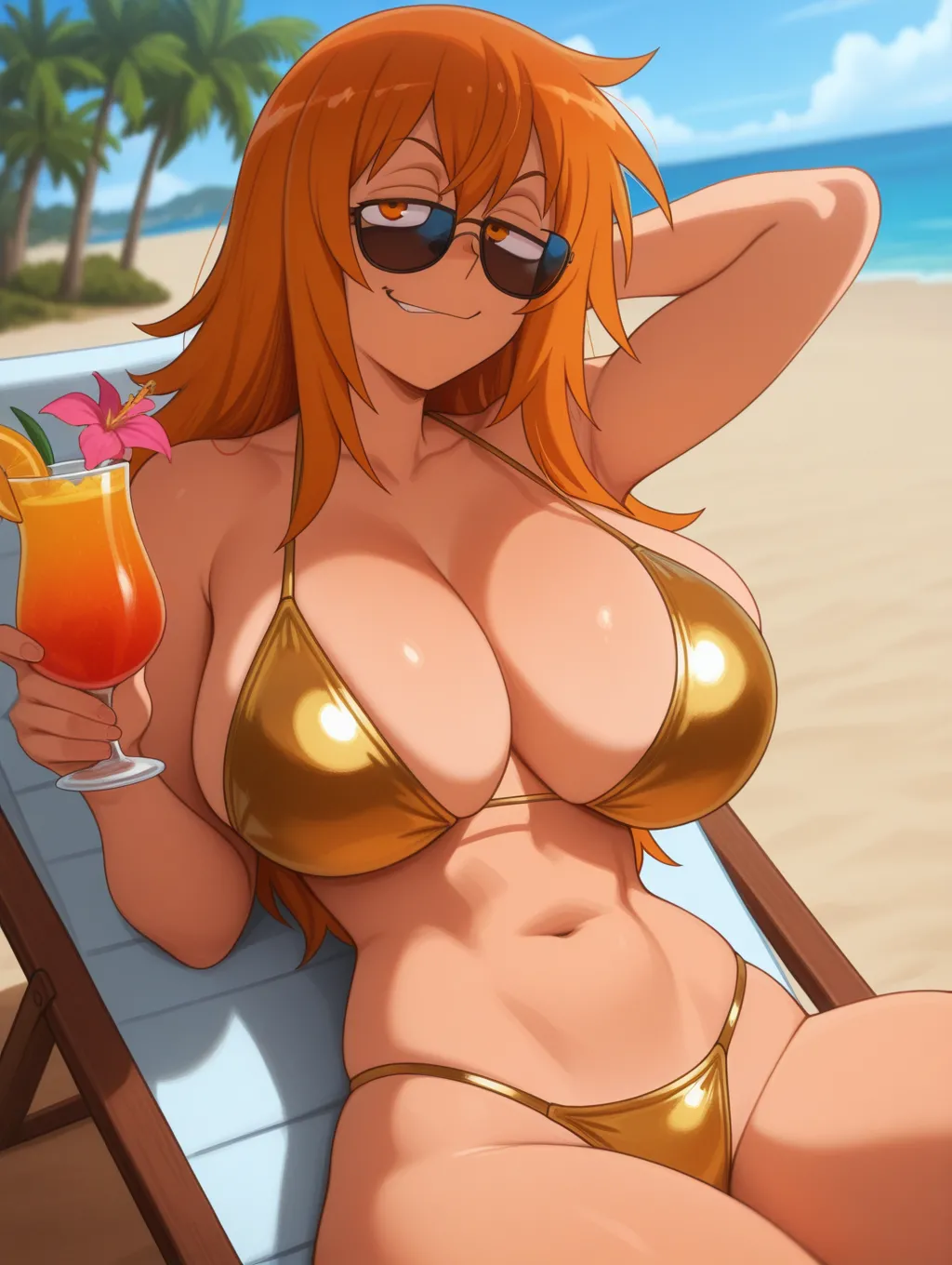 Maki Gamou | Golden Bikini 🏖🔥 waifuinvoker ai generated page 69 featuring maki gamou ijiranaide nagatoro-san parody - big breasts swimsuit hentai manga - read online free