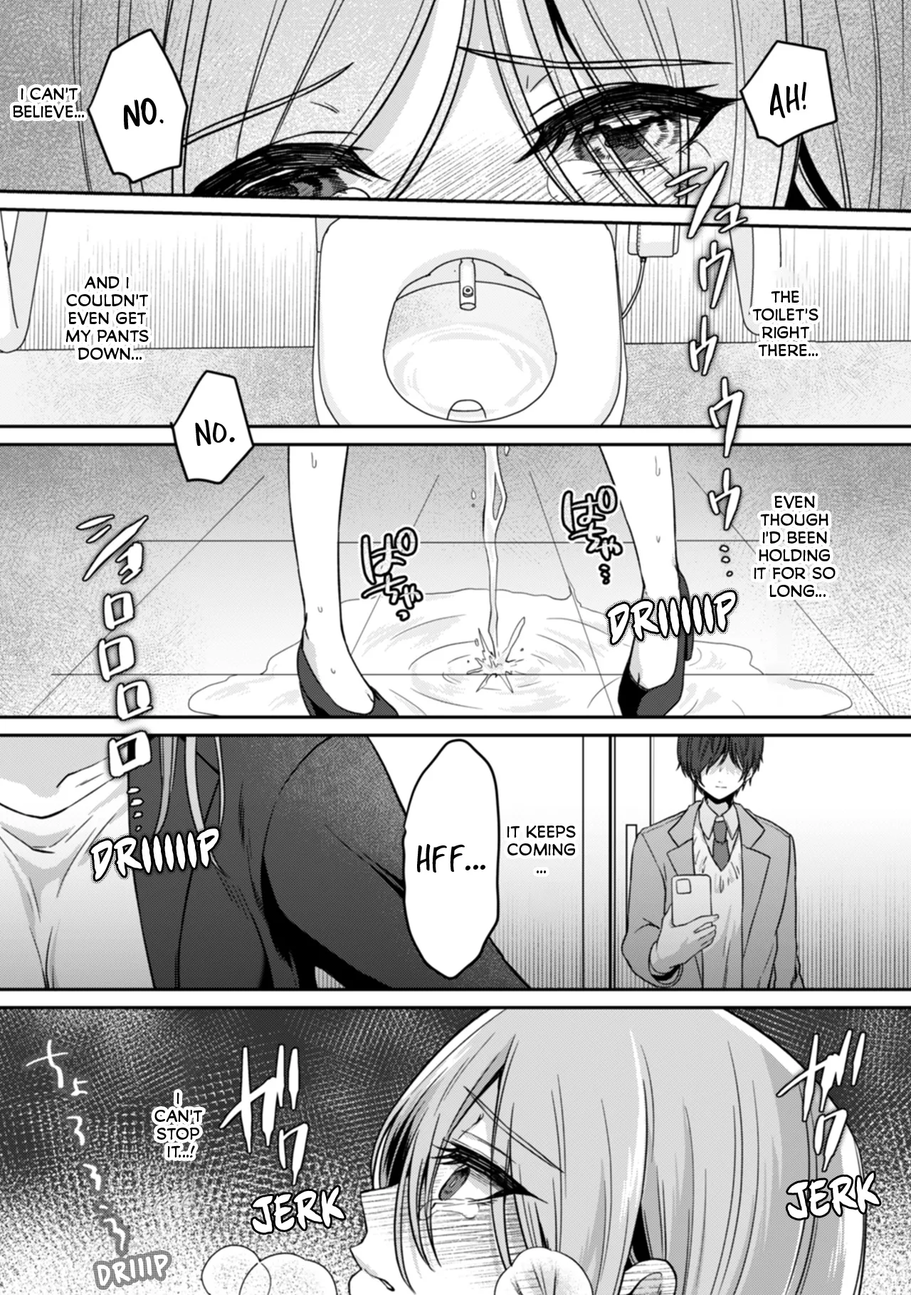 Manin Densha de Shikkin Sunzen!? Chikan Danshi no Ijiwaru na Yubi de Ikasare Tsuzuketa OL | Almost Pissing on a Crowded Train?! #1-16 page 34 - big breasts chastity belt hentai manga - read online free