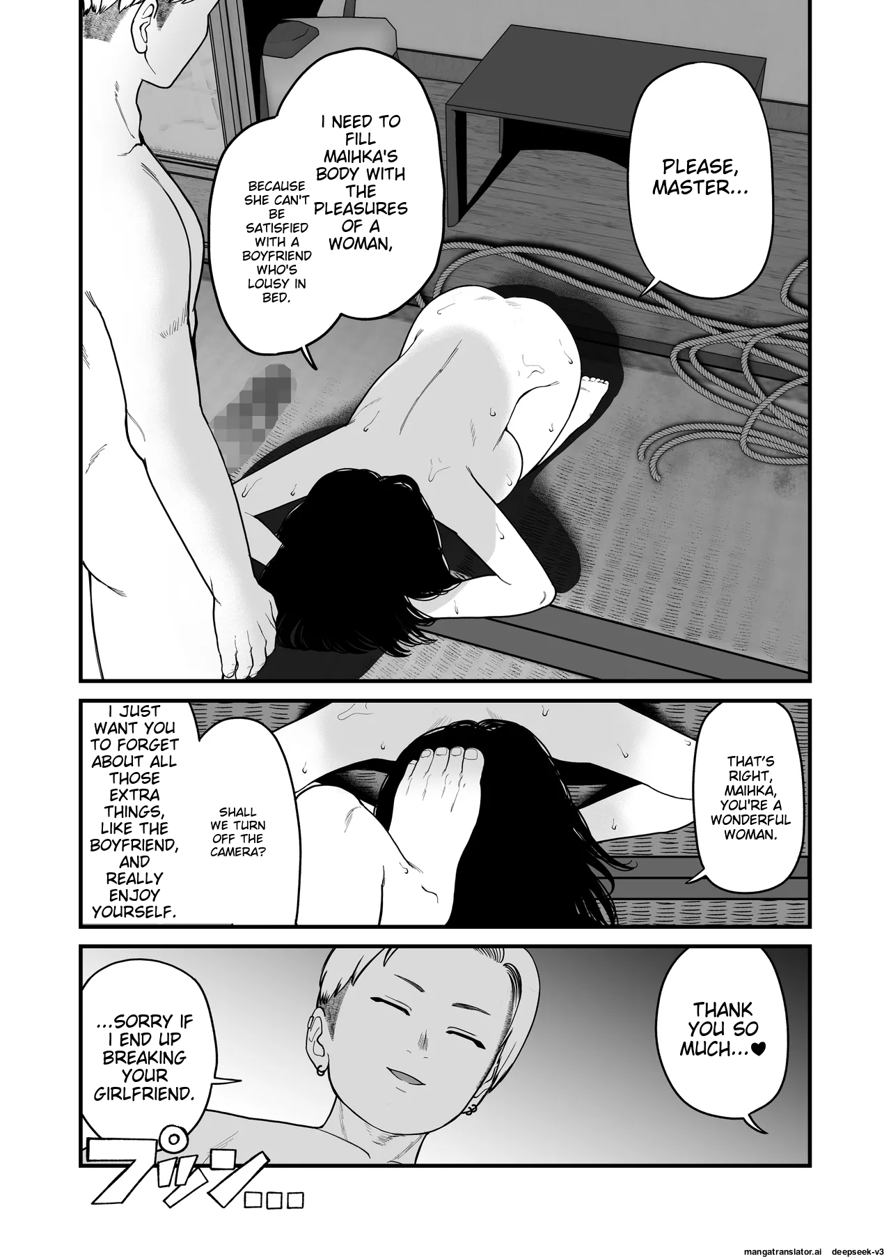 [Yumekawa Dododo-chan] Boku to Kanojo to Goshujin-sama no Fuyuyasumi 1-3 [English] page 110 original parody - big penis big areolae hentai manga - read online free