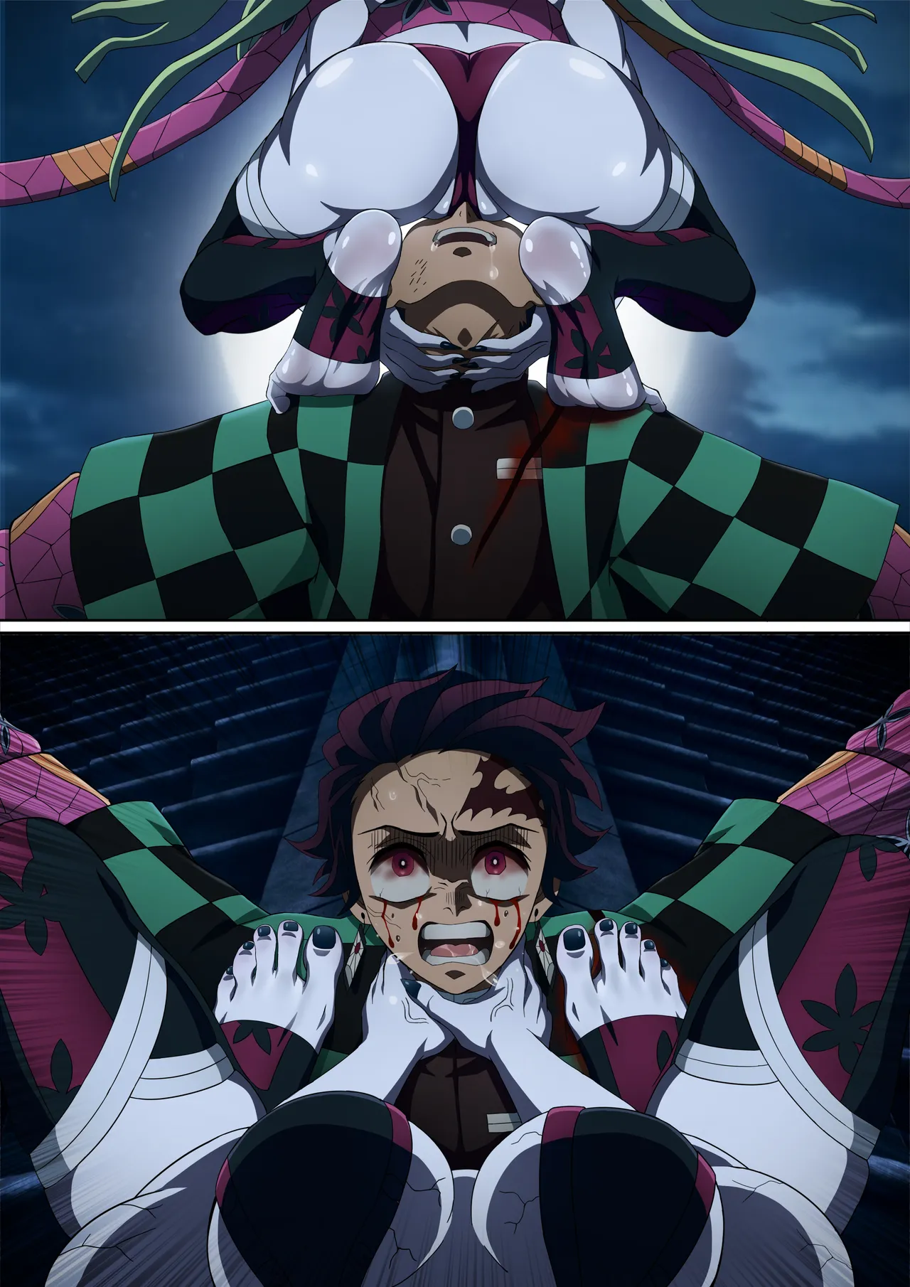 Daki’s Blood Demon Art: Trample 堕姫の血鬼術・紅蓮践踏 page 54 featuring tanjirou kamado kimetsu no yaiba parody - sole male full color hentai manga - read online free