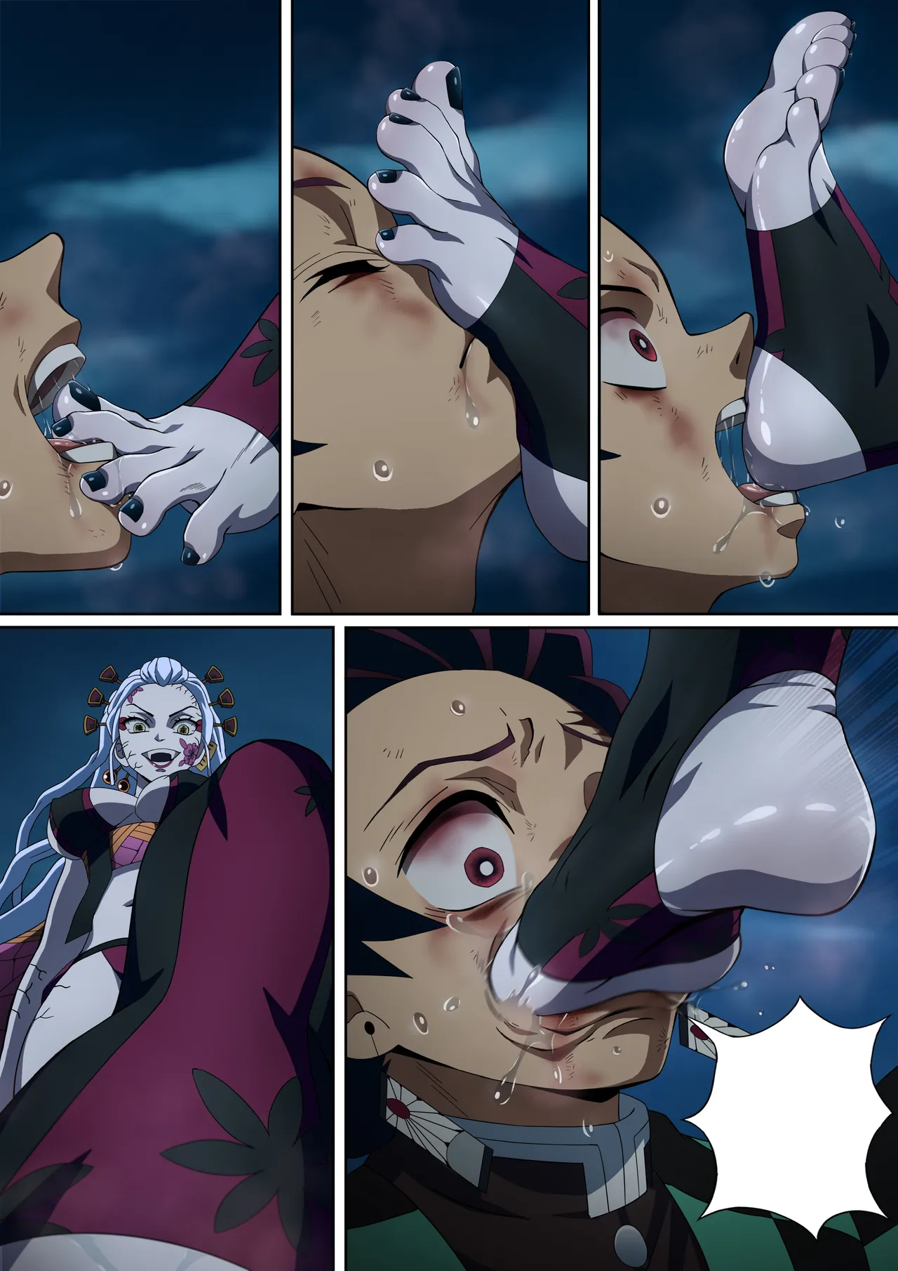 Daki’s Blood Demon Art: Trample 堕姫の血鬼術・紅蓮践踏 page 58 featuring tanjirou kamado kimetsu no yaiba parody - sole male full color hentai manga - read online free