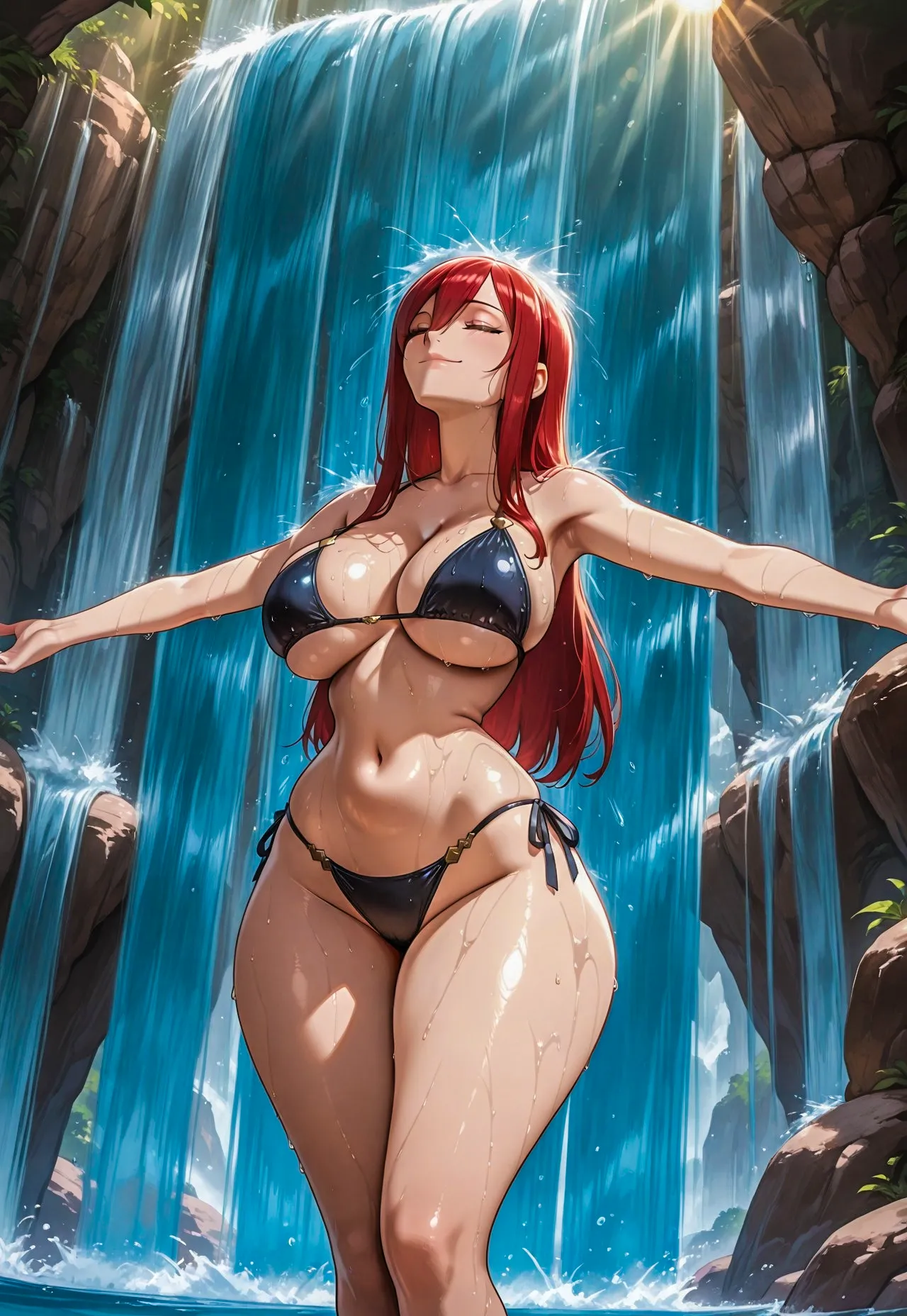 Erza gym session x BBC messingwithai ai generated page 51 featuring erza scarlet fairy tail parody - dark skin hotpants hentai manga - read online free