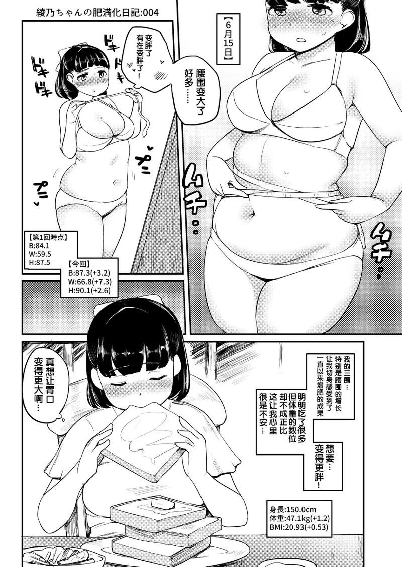 绫乃的育肥日记 1~20 - Page 4