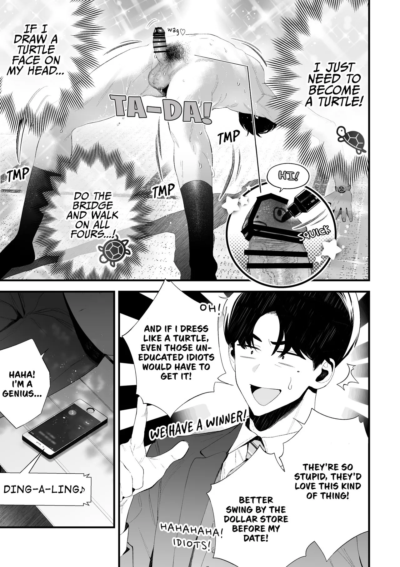 Kuzu na Elite Shinnyuu Shain-kun Kyousei Chinpo Marudashi Enkaigei de Buzama Ochi | The Unsightly Nude Performance of an Elite Employee page 43 original parody - humiliation group hentai manga - read online free