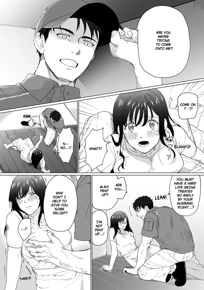 [Matsukawa Kiiro] Oku-san, Nimotsu ga Todoiteimasu. ~Takuhai Danshi ni Semarareru Hitozuma~ 1 | Ma'am, You Have a Package! The Housewife Who's Seduced by the Delivery Man 1 [English] page 10 - sole female sole male hentai manga - read online free